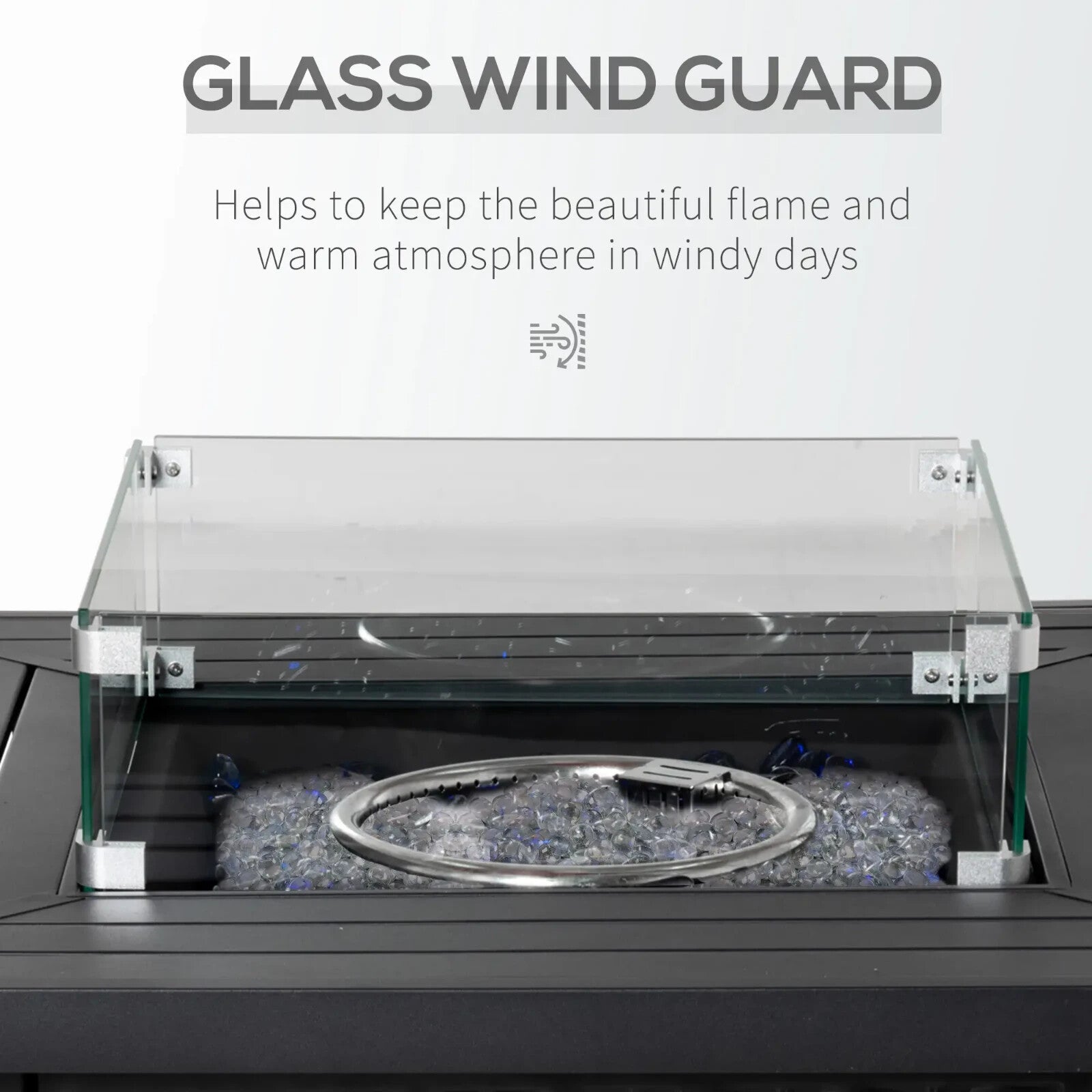 Rattan Garden Firepit Table Smokeless Firepit Patio Heater Gas Fire Glass Top - Home and Garden Furniture Shop - rustic - furniture