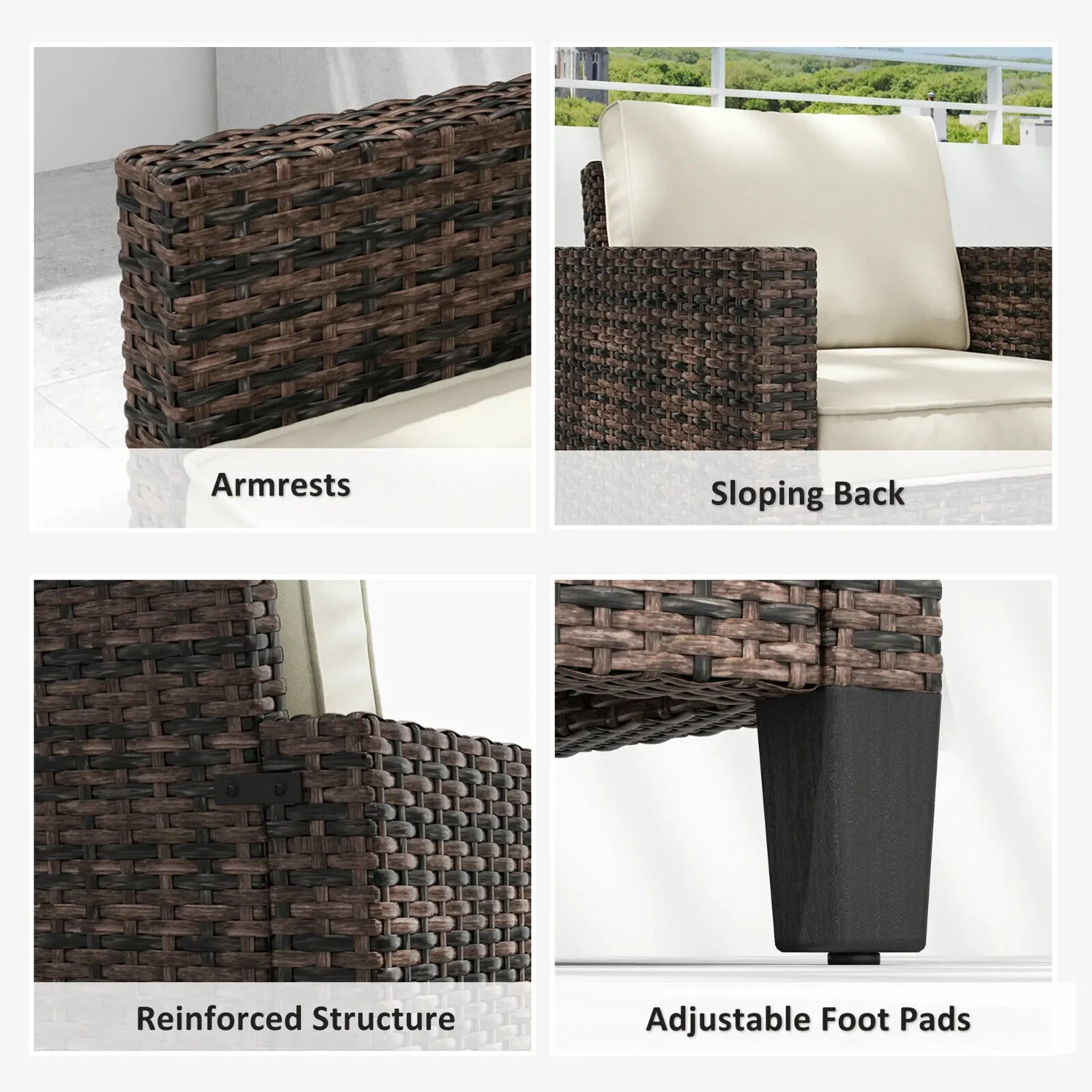 Rattan Garden Sofa Outdoor Armchair with Cushions & Armrests Single Seater Chair - Home and Garden Furniture Shop - rustic - furniture