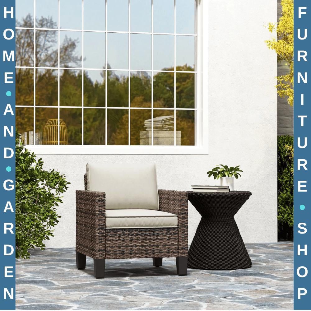 Rattan Garden Sofa Outdoor Armchair with Cushions & Armrests Single Seater Chair - Home and Garden Furniture Shop - rustic - furniture