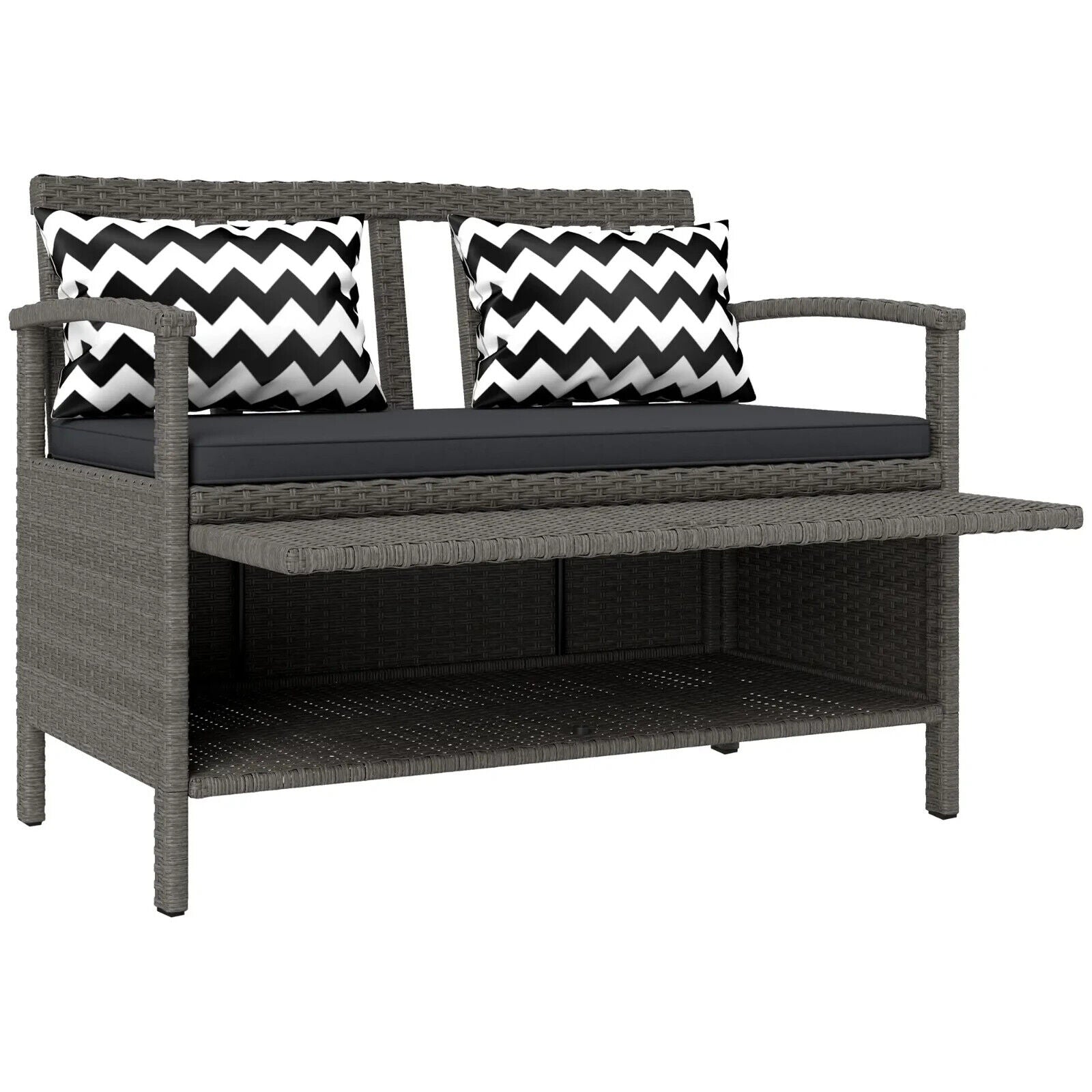 Rattan Garden Storage Bench with Cushion Outdoor Seating & Storage Solution - Home and Garden Furniture Shop - #rustic - furniture#