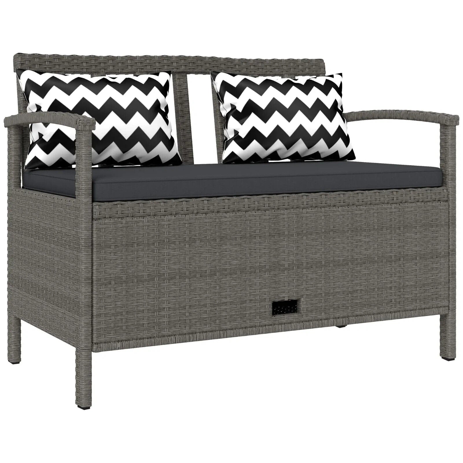 Rattan Garden Storage Bench with Cushion Outdoor Seating & Storage Solution - Home and Garden Furniture Shop - #rustic - furniture#