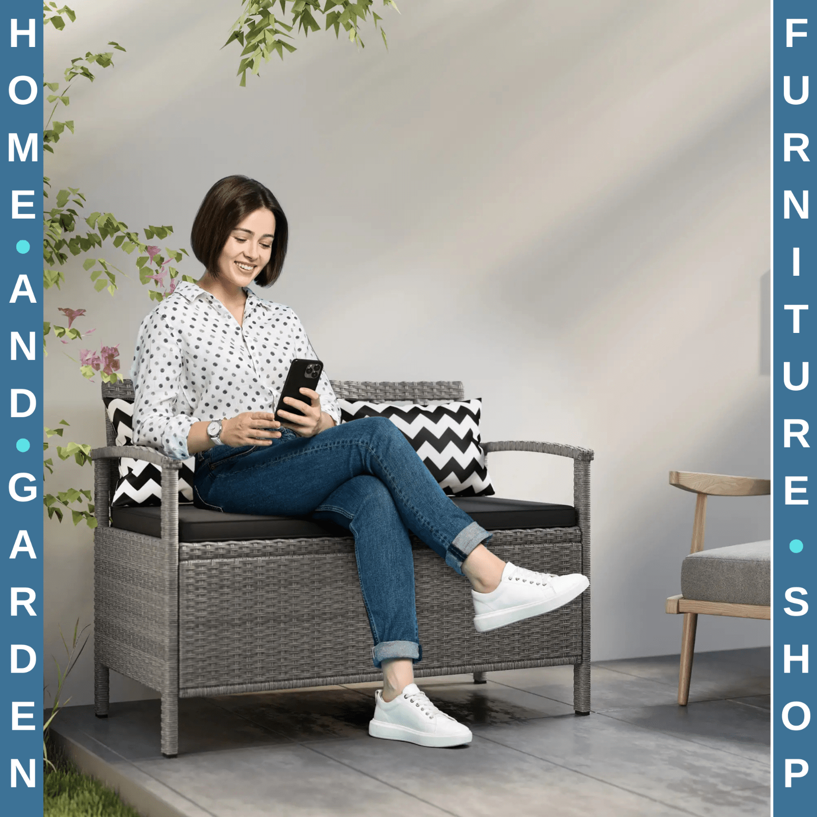 Rattan Garden Storage Bench with Cushion Outdoor Seating & Storage Solution - Home and Garden Furniture Shop - rustic - furniture