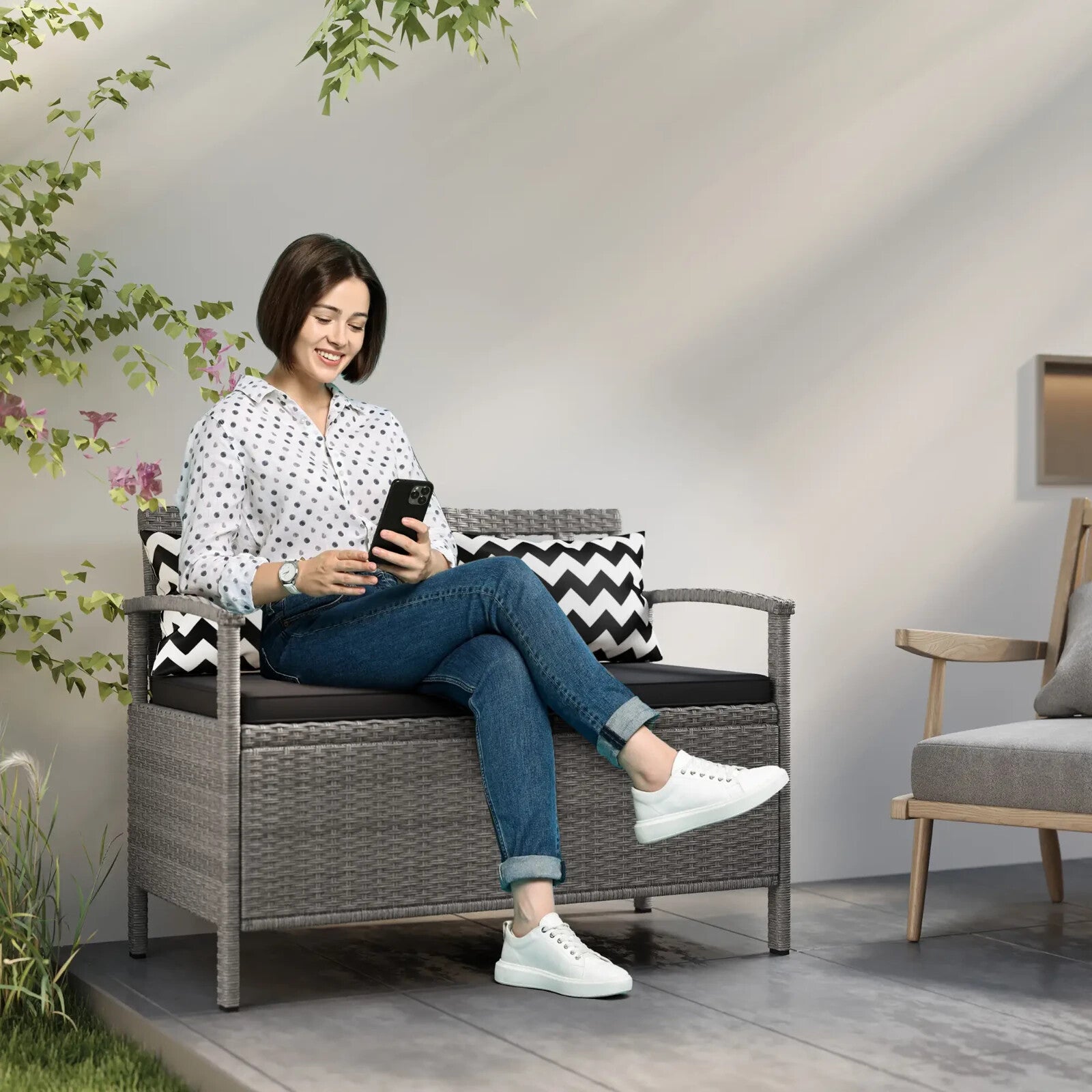 Rattan Garden Storage Bench with Cushion Outdoor Seating & Storage Solution - Home and Garden Furniture Shop - rustic - furniture