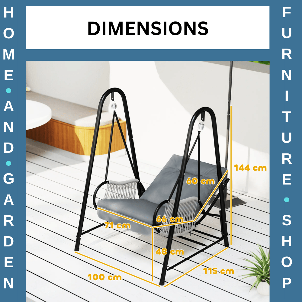 Rattan Hanging Swing Chair with Stand Garden Outdoor Seat & Cushion Light Grey - Home and Garden Furniture Shop - rustic - furniture