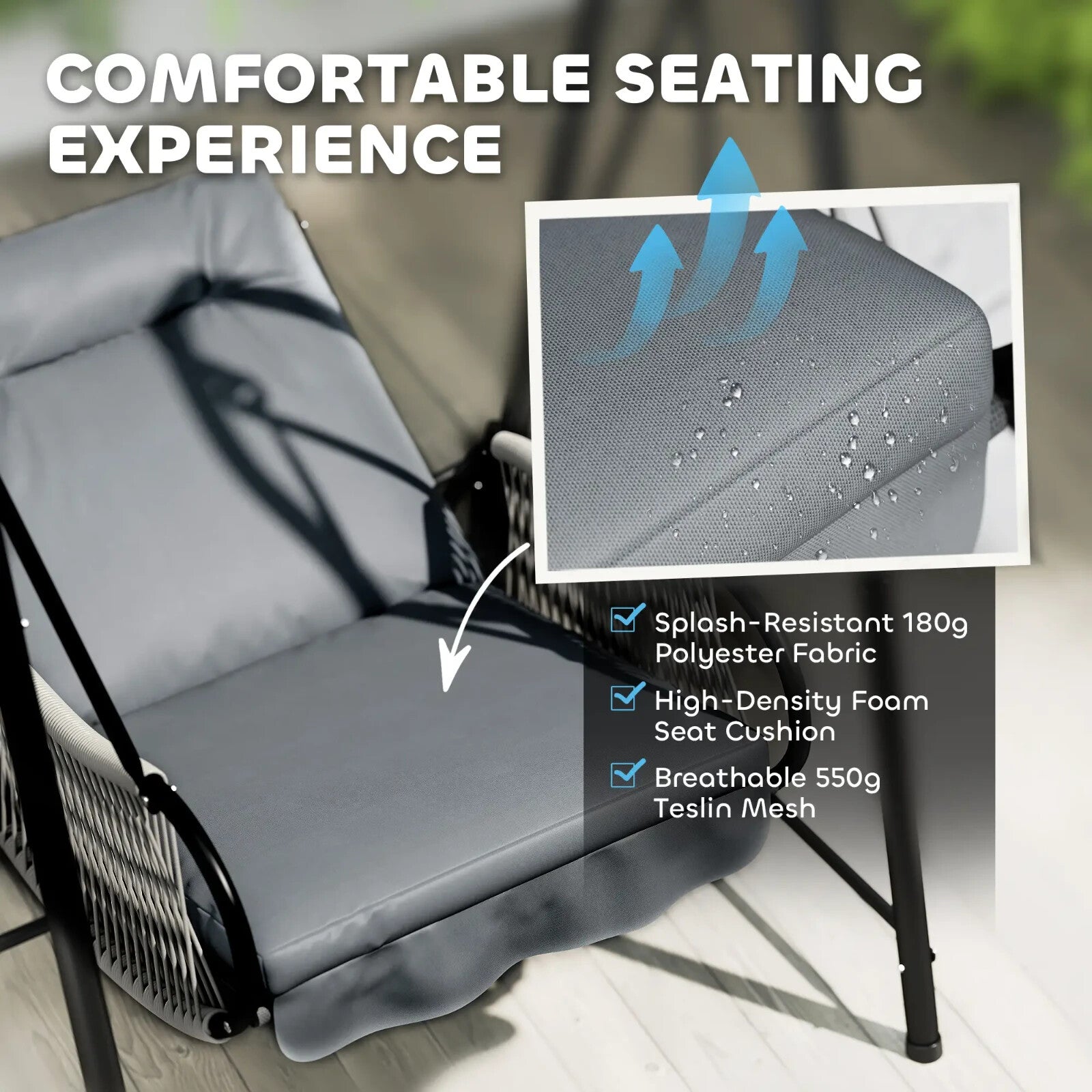 Rattan Hanging Swing Chair with Stand Garden Outdoor Seat & Cushion Light Grey - Home and Garden Furniture Shop - rustic - furniture