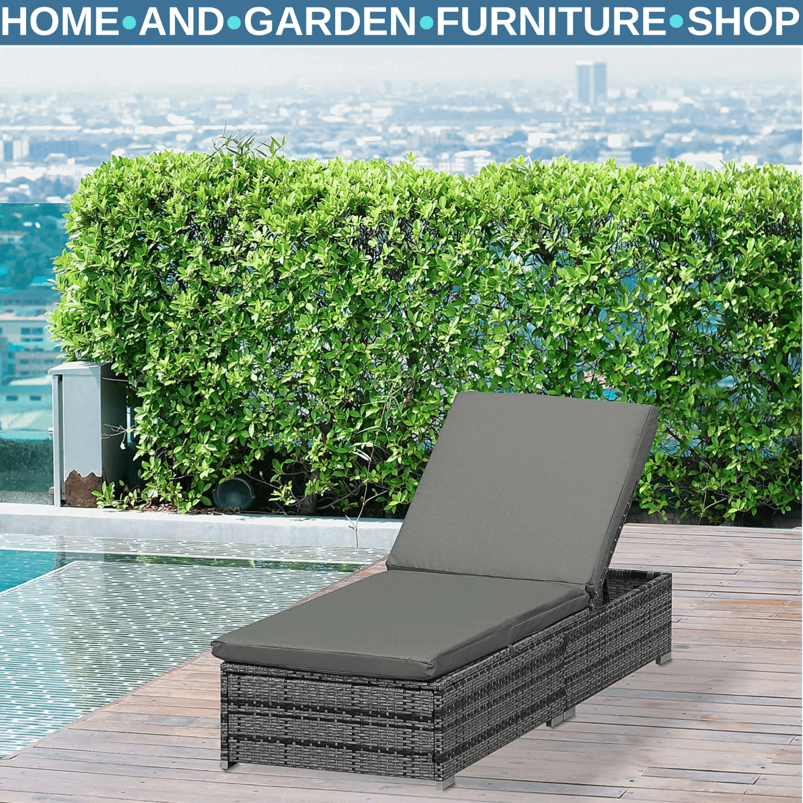 Rattan Outdoor Garden Reclining Sun Lounger Adjustable Patio Chair with Cushion - Home and Garden Furniture Shop - #rustic - furniture#