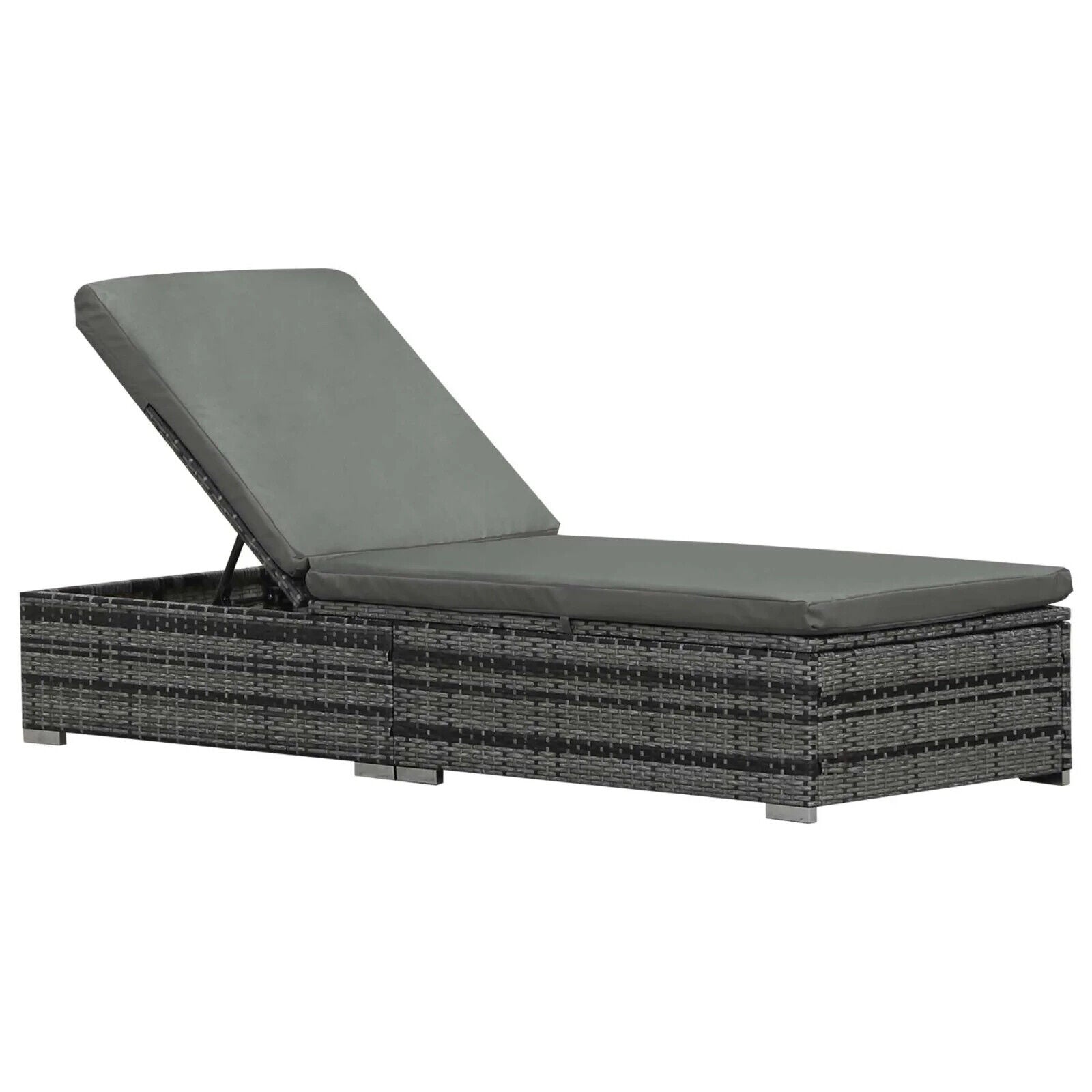 Rattan Outdoor Garden Reclining Sun Lounger Adjustable Patio Chair with Cushion - Home and Garden Furniture Shop - #rustic - furniture#
