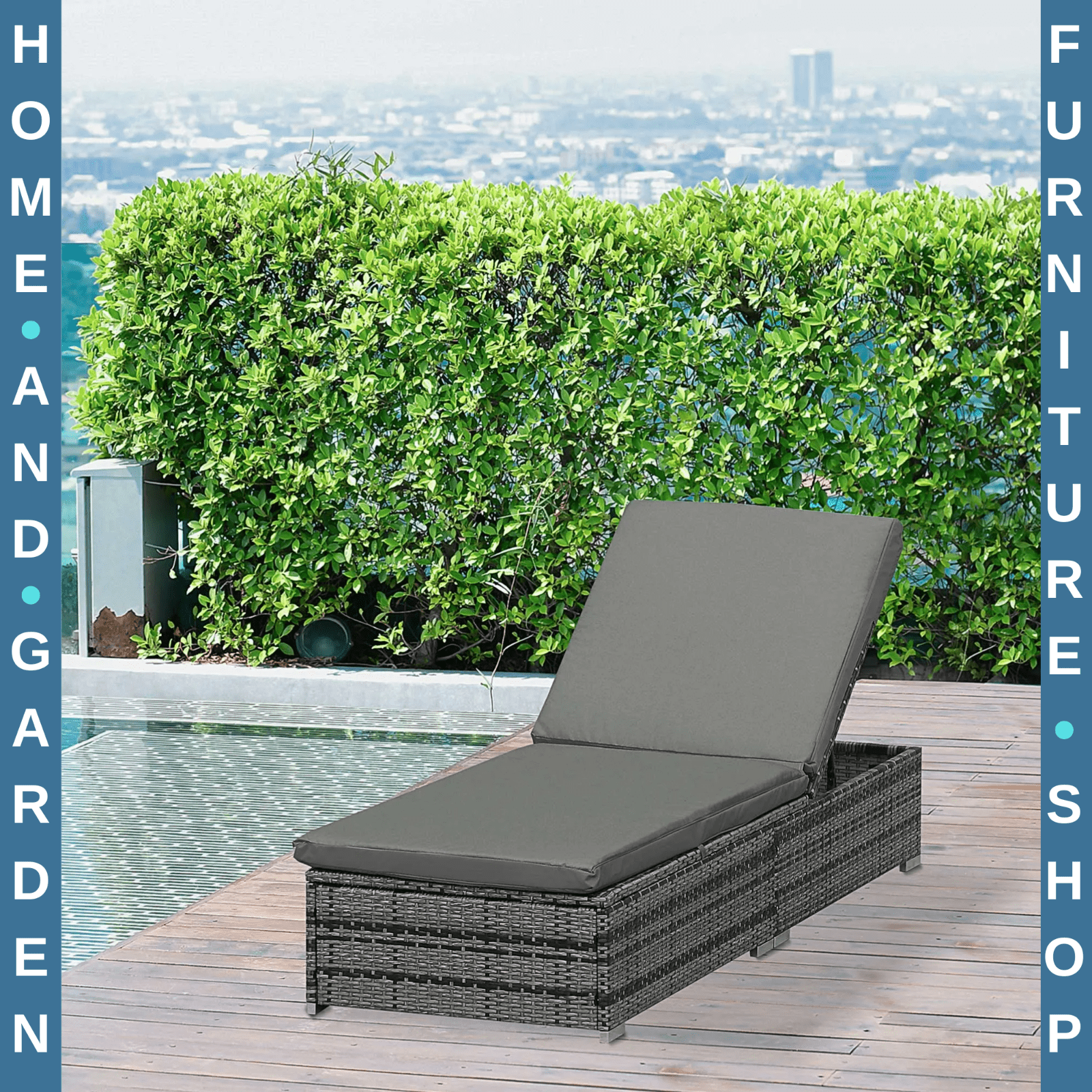Rattan Outdoor Garden Reclining Sun Lounger Adjustable Patio Chair with Cushion - Home and Garden Furniture Shop - #rustic - furniture#