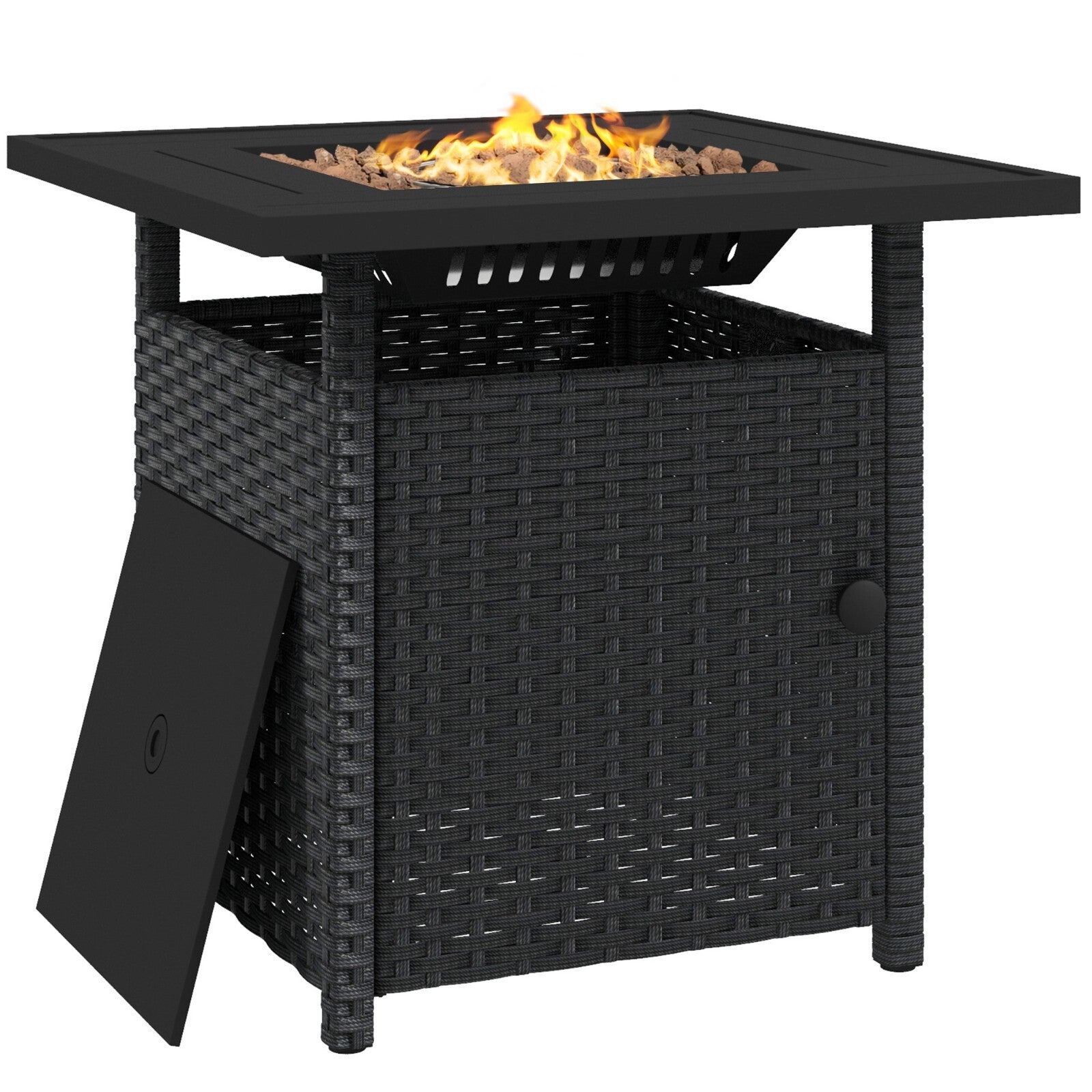 Rattan Propane Fire Pit Table for Garden with Glass Wind Guard 50000 BTU Heater - Home and Garden Furniture Shop - rustic - furniture