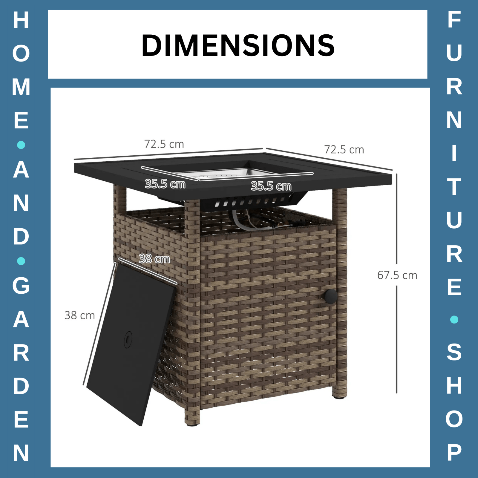 Rattan Propane Fire Pit Table Outdoor Garden Heater 50000 BTU with Lid and Stone - Home and Garden Furniture Shop - rustic - furniture