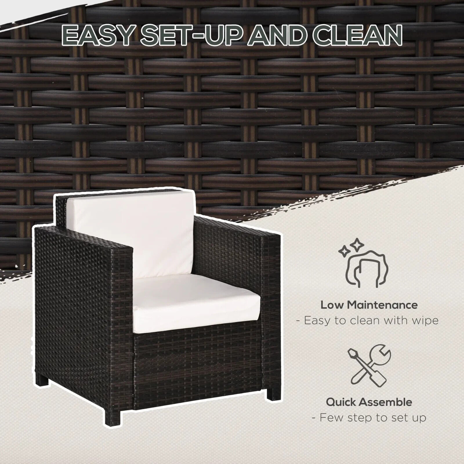 Rattan Single Garden Sofa Chair with Aluminium Frame Outdoor Patio Seating - Home and Garden Furniture Shop - #rustic - furniture#