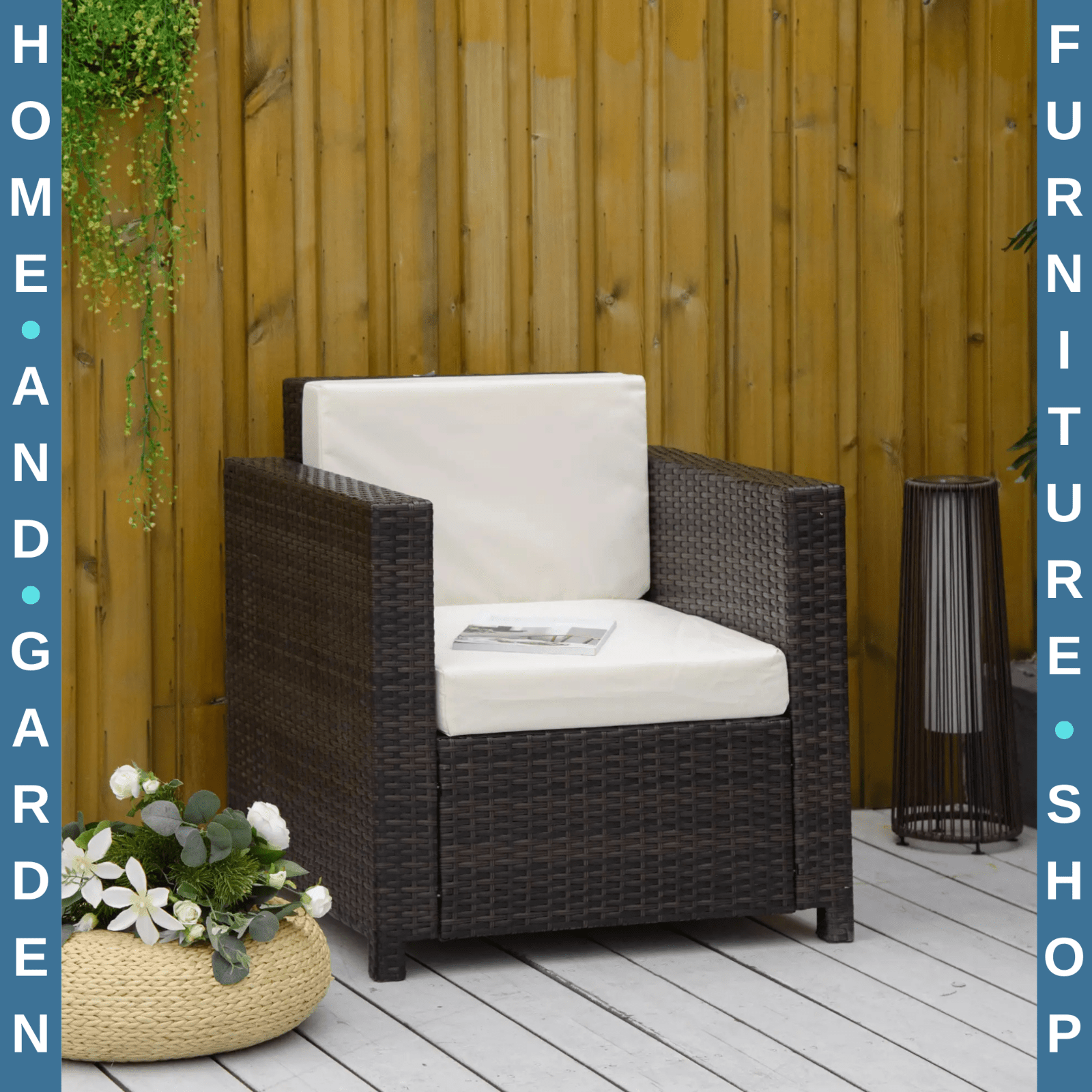 Rattan Single Garden Sofa Chair with Aluminium Frame Outdoor Patio Seating - Home and Garden Furniture Shop - #rustic - furniture#