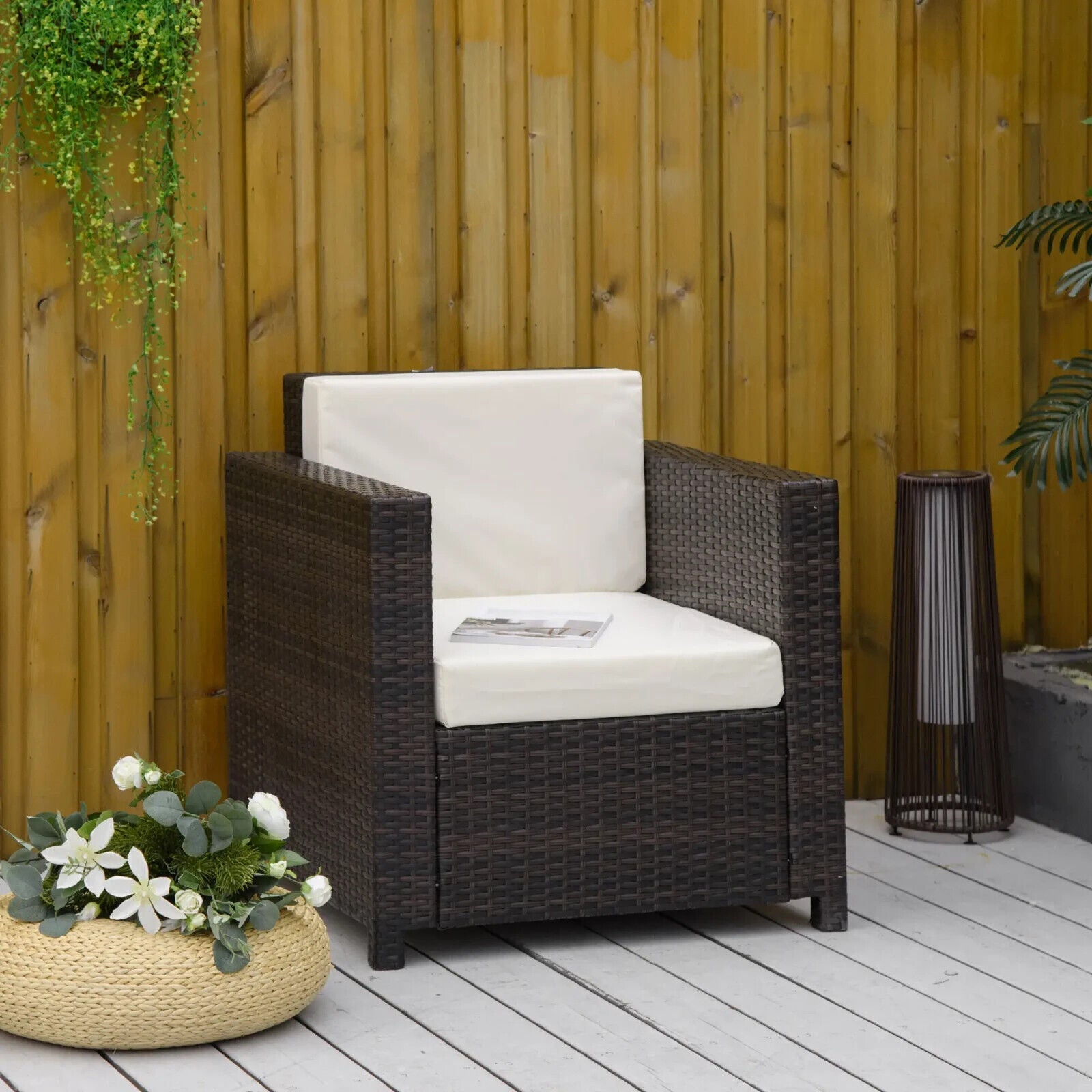 Rattan Single Garden Sofa Chair with Aluminium Frame Outdoor Patio Seating - Home and Garden Furniture Shop - #rustic - furniture#