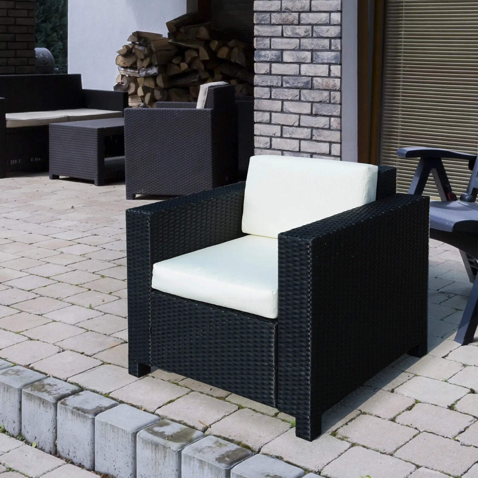 Rattan Single Sofa Chair Outdoor Garden Patio Furniture Aluminium Frame Support - Home and Garden Furniture Shop - #rustic - furniture#