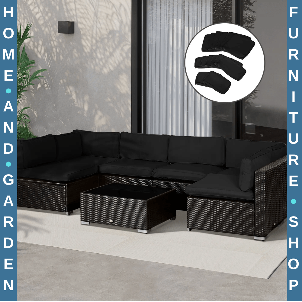 Rattan Sofa Cushion Polyester Cover Replacement No Cushion Included Black - Home and Garden Furniture Shop - #rustic - furniture#