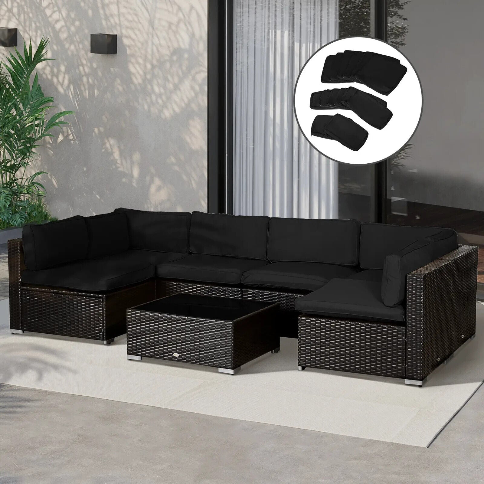 Rattan Sofa Cushion Polyester Cover Replacement No Cushion Included Black - Home and Garden Furniture Shop - #rustic - furniture#