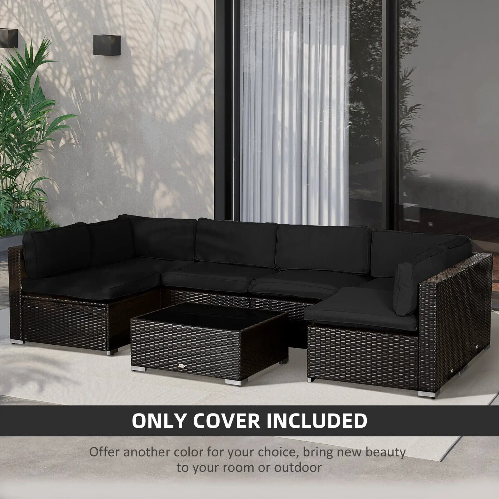 Rattan Sofa Cushion Polyester Cover Replacement No Cushion Included Black - Home and Garden Furniture Shop - #rustic - furniture#