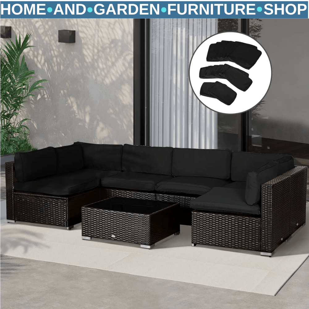 Rattan Sofa Cushion Polyester Cover Replacement No Cushion Included Black - Home and Garden Furniture Shop - #rustic - furniture#