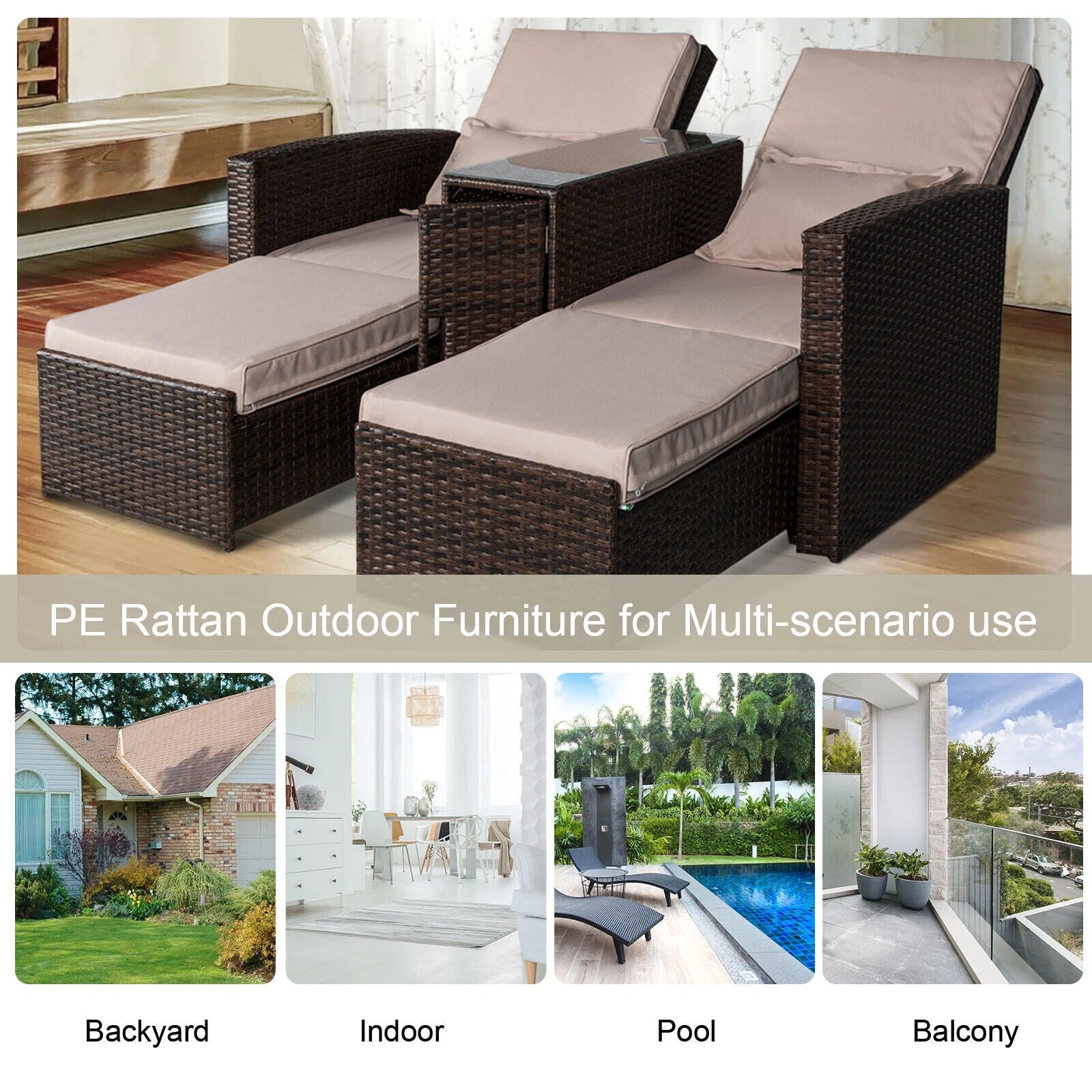 Rattan Sofa Lounger Recliner Outdoor Wicker Patio Furniture Set for Garden Deck - Home and Garden Furniture Shop - #rustic - furniture#