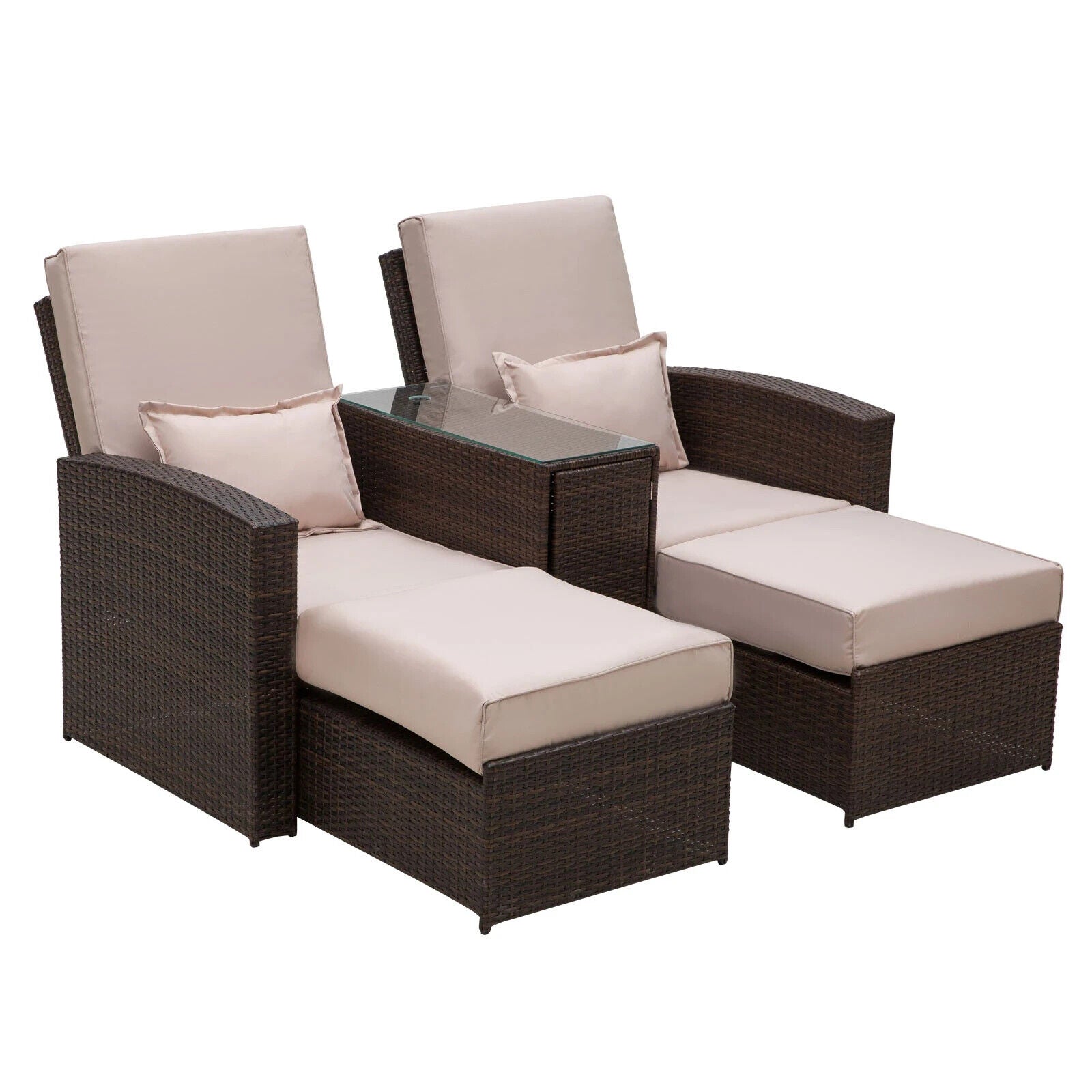 Rattan Sofa Lounger Recliner Outdoor Wicker Patio Furniture Set for Garden Deck - Home and Garden Furniture Shop - #rustic - furniture#