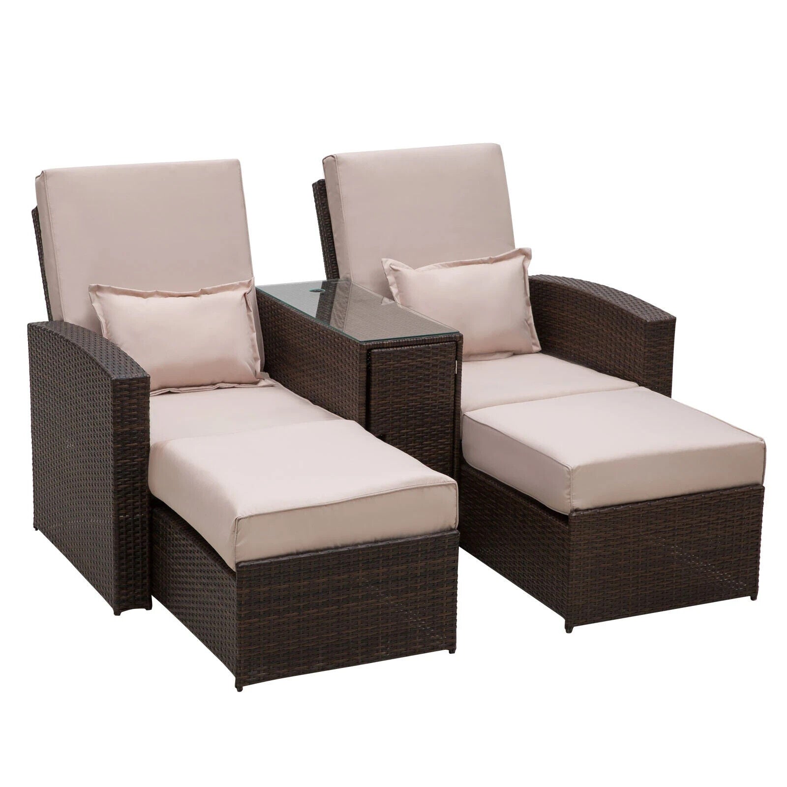 Rattan Sofa Lounger Recliner Outdoor Wicker Patio Furniture Set for Garden Deck - Home and Garden Furniture Shop - #rustic - furniture#