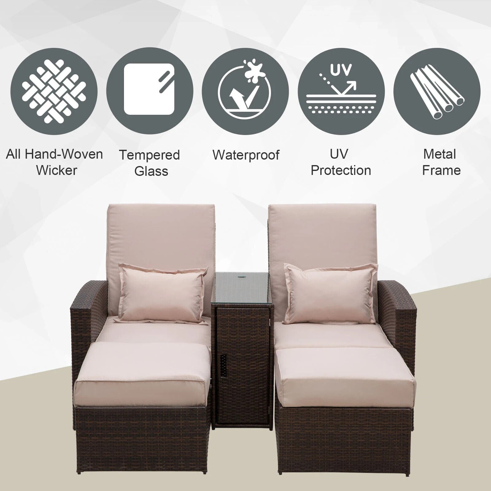 Rattan Sofa Lounger Recliner Outdoor Wicker Patio Furniture Set for Garden Deck - Home and Garden Furniture Shop - #rustic - furniture#