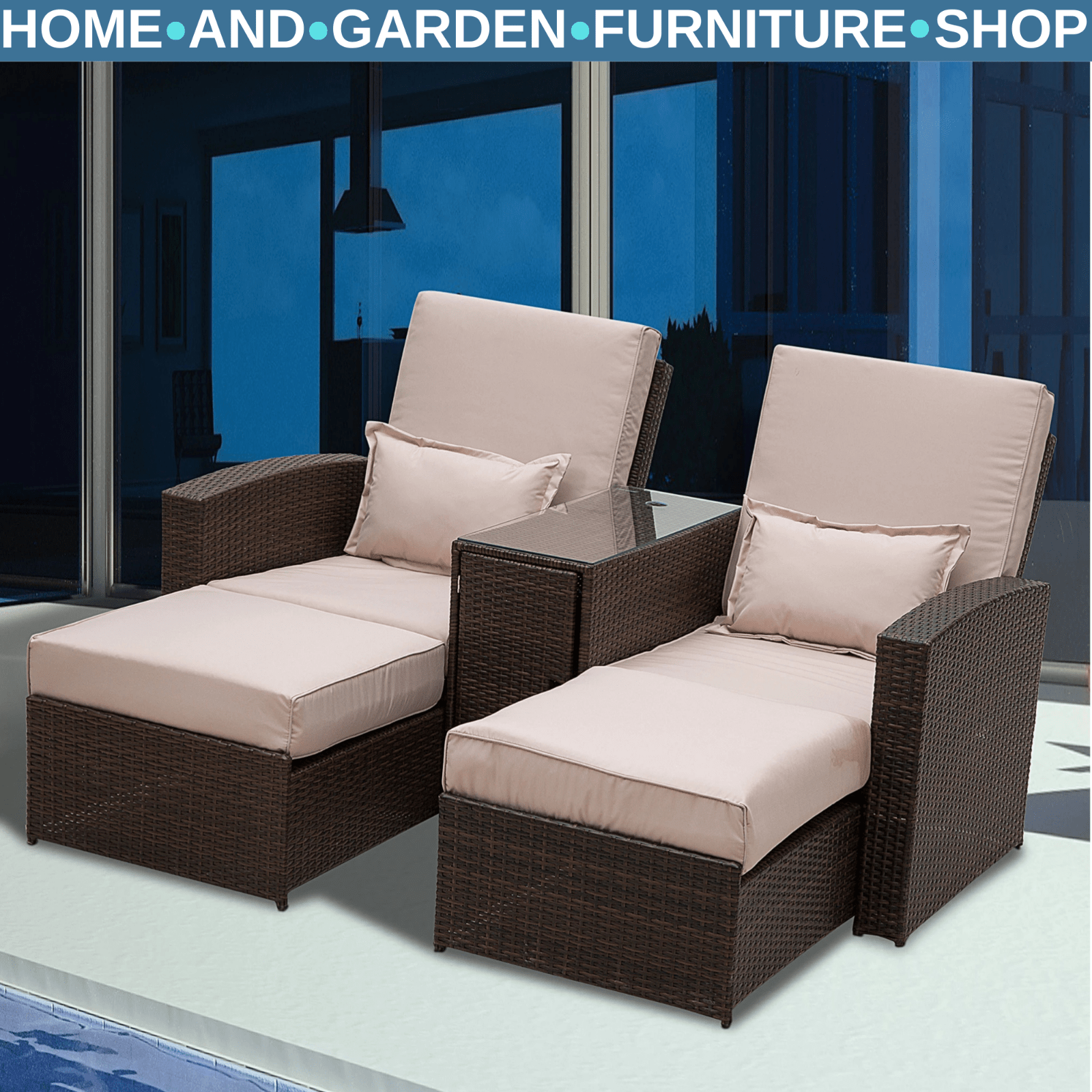 Rattan Sofa Lounger Recliner Outdoor Wicker Patio Furniture Set for Garden Deck - Home and Garden Furniture Shop - #rustic - furniture#