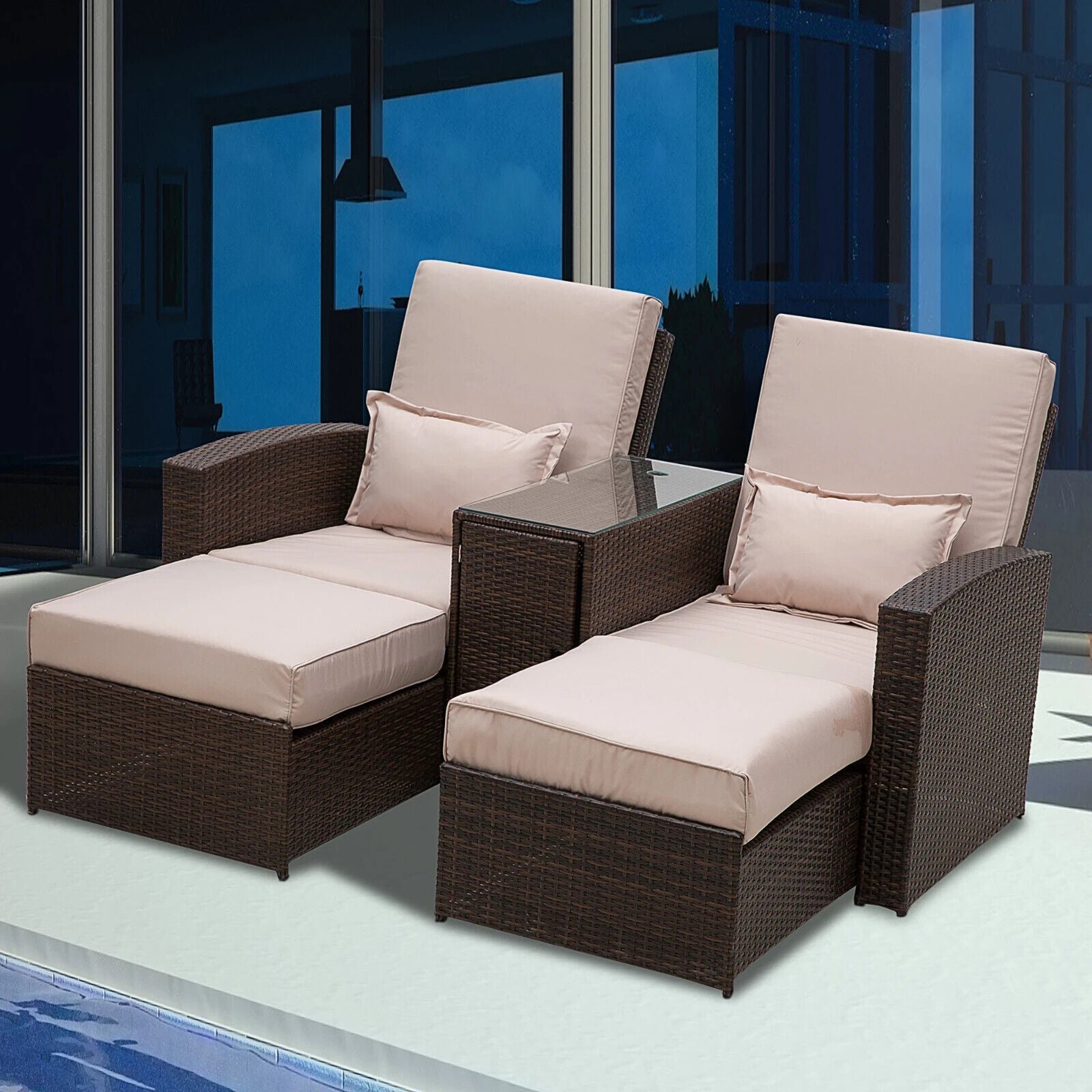 Rattan Sofa Lounger Recliner Outdoor Wicker Patio Furniture Set for Garden Deck - Home and Garden Furniture Shop - #rustic - furniture#