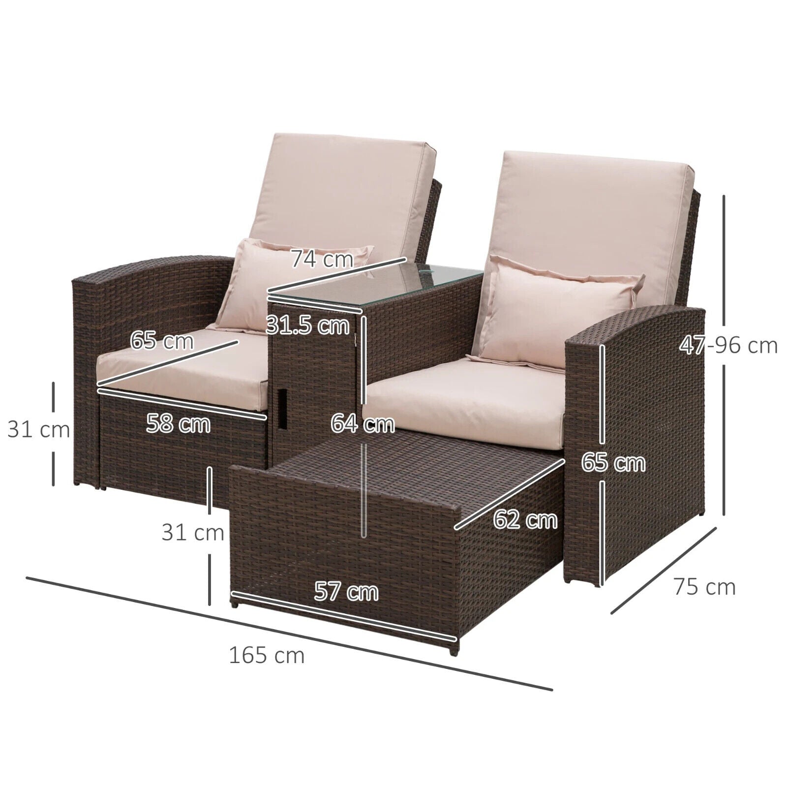 Rattan Sofa Lounger Recliner Outdoor Wicker Patio Furniture Set for Garden Deck - Home and Garden Furniture Shop - #rustic - furniture#