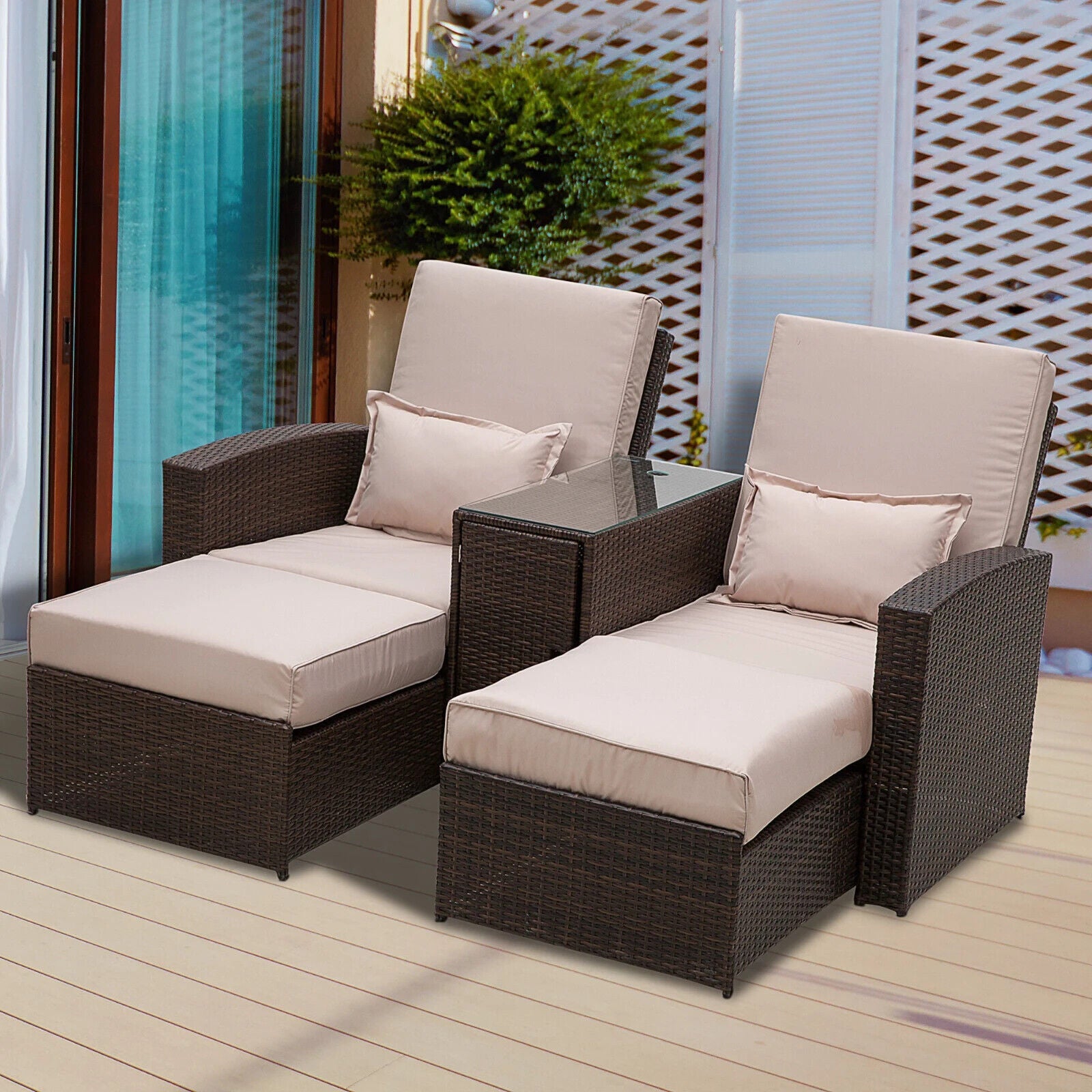 Rattan Sofa Lounger Recliner Outdoor Wicker Patio Furniture Set for Garden Deck - Home and Garden Furniture Shop - #rustic - furniture#