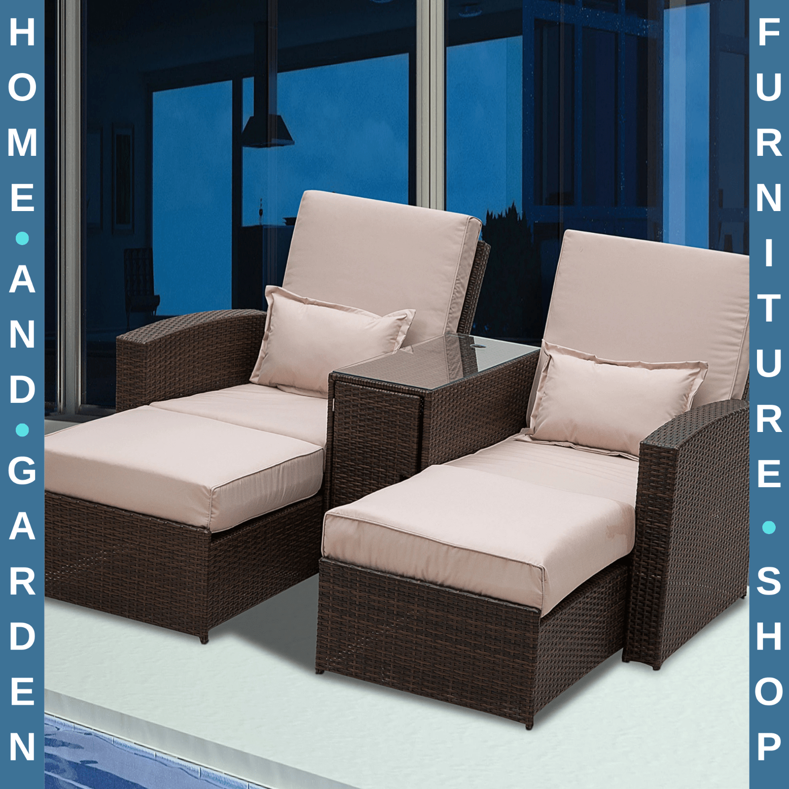 Rattan Sofa Lounger Recliner Outdoor Wicker Patio Furniture Set for Garden Deck - Home and Garden Furniture Shop - #rustic - furniture#