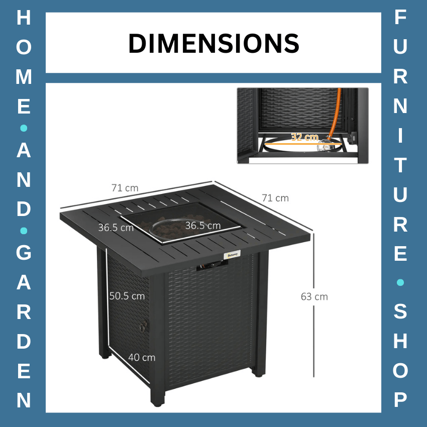 Rattan Style Gas Fire Pit Table with 40,000 BTU Burner Square Smokeless Firepit - Home and Garden Furniture Shop - rustic - furniture
