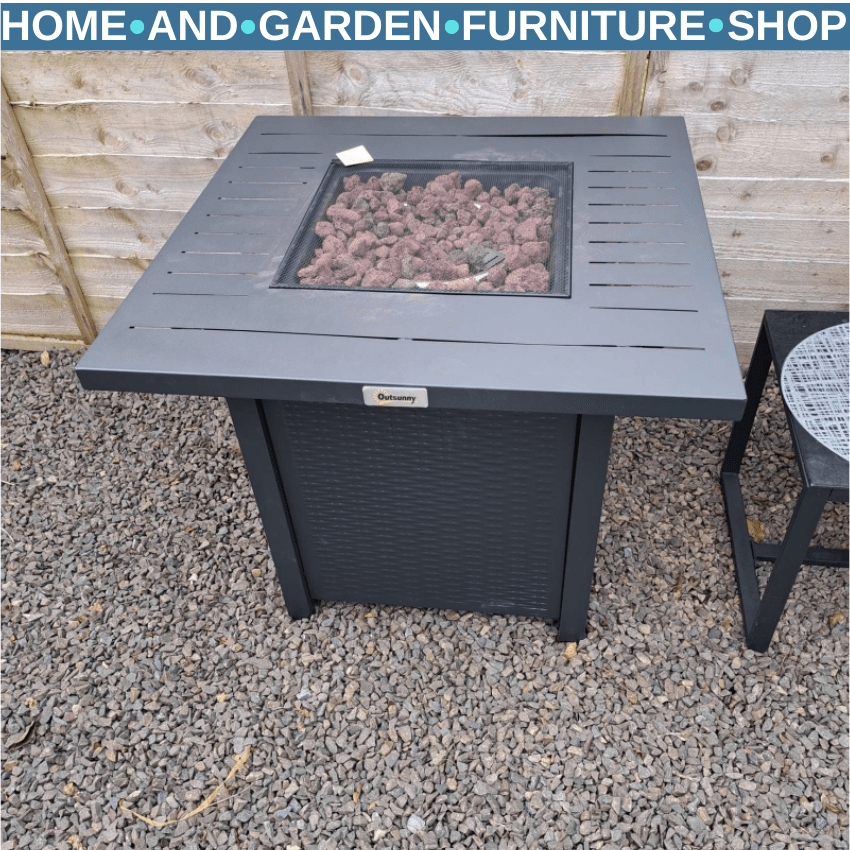 Rattan Style Gas Fire Pit Table with 40,000 BTU Burner Square Smokeless Firepit - Home and Garden Furniture Shop - rustic - furniture