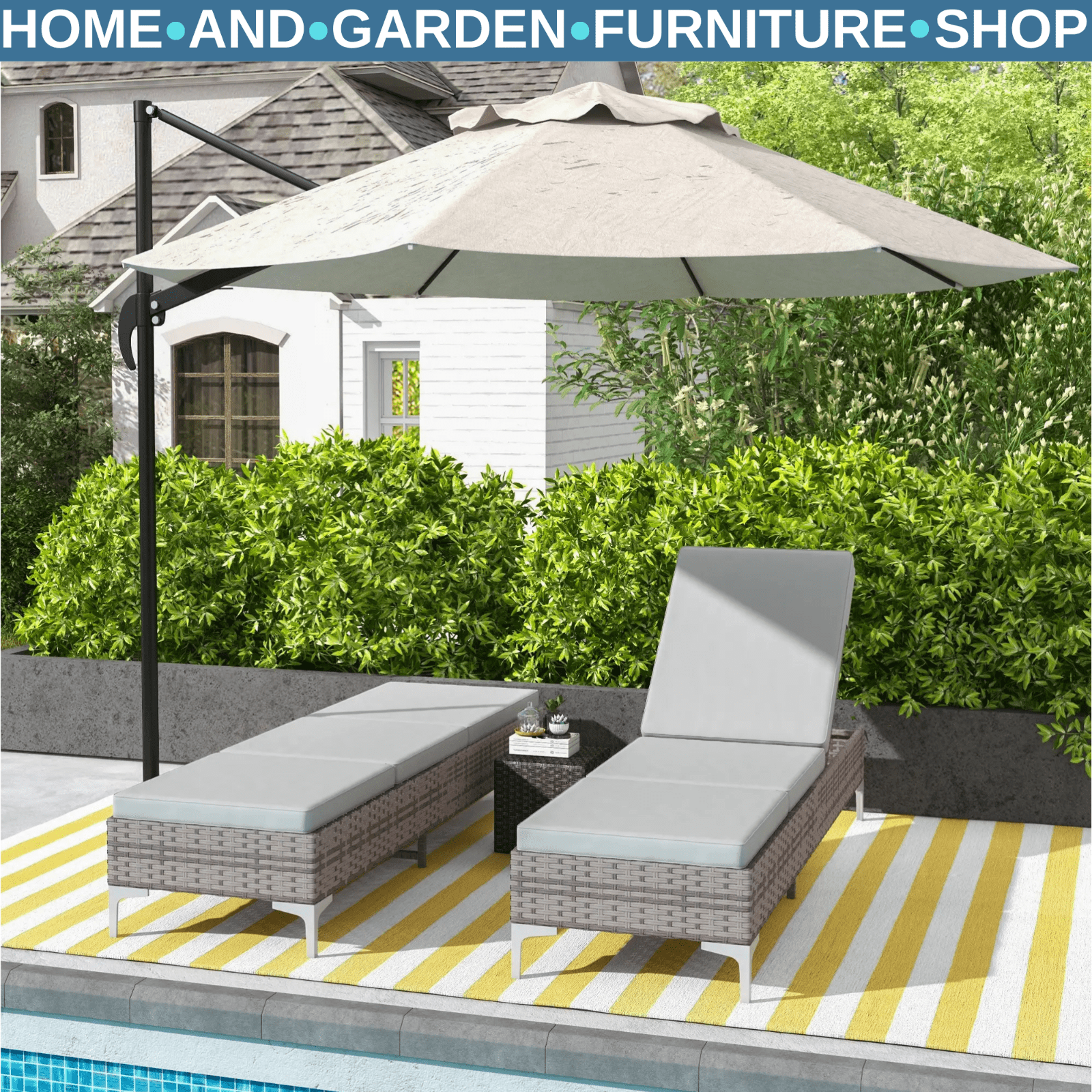 Rattan Sun Lounger Set of 2 Adjustable Daybed with Multi Position Backrest - Home and Garden Furniture Shop - rustic - furniture