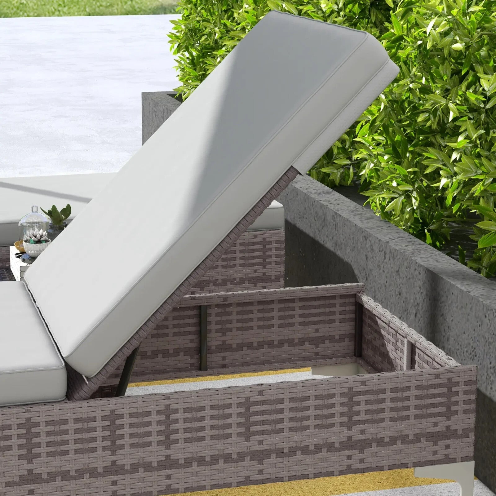 Rattan Sun Lounger Set of 2 Adjustable Daybed with Multi Position Backrest - Home and Garden Furniture Shop - rustic - furniture