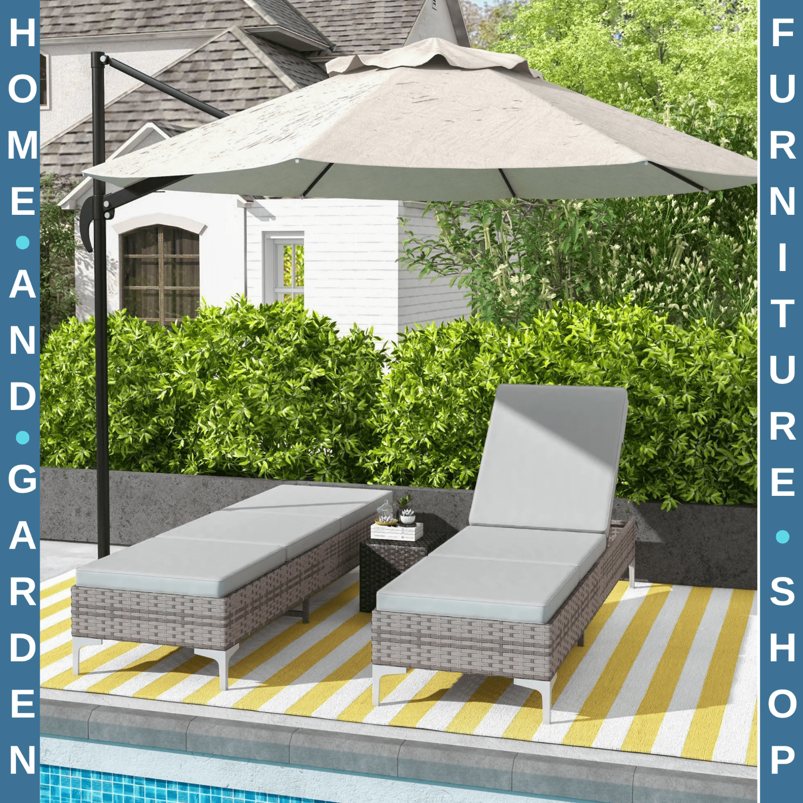 Rattan Sun Lounger Set of 2 Adjustable Daybed with Multi Position Backrest - Home and Garden Furniture Shop - rustic - furniture