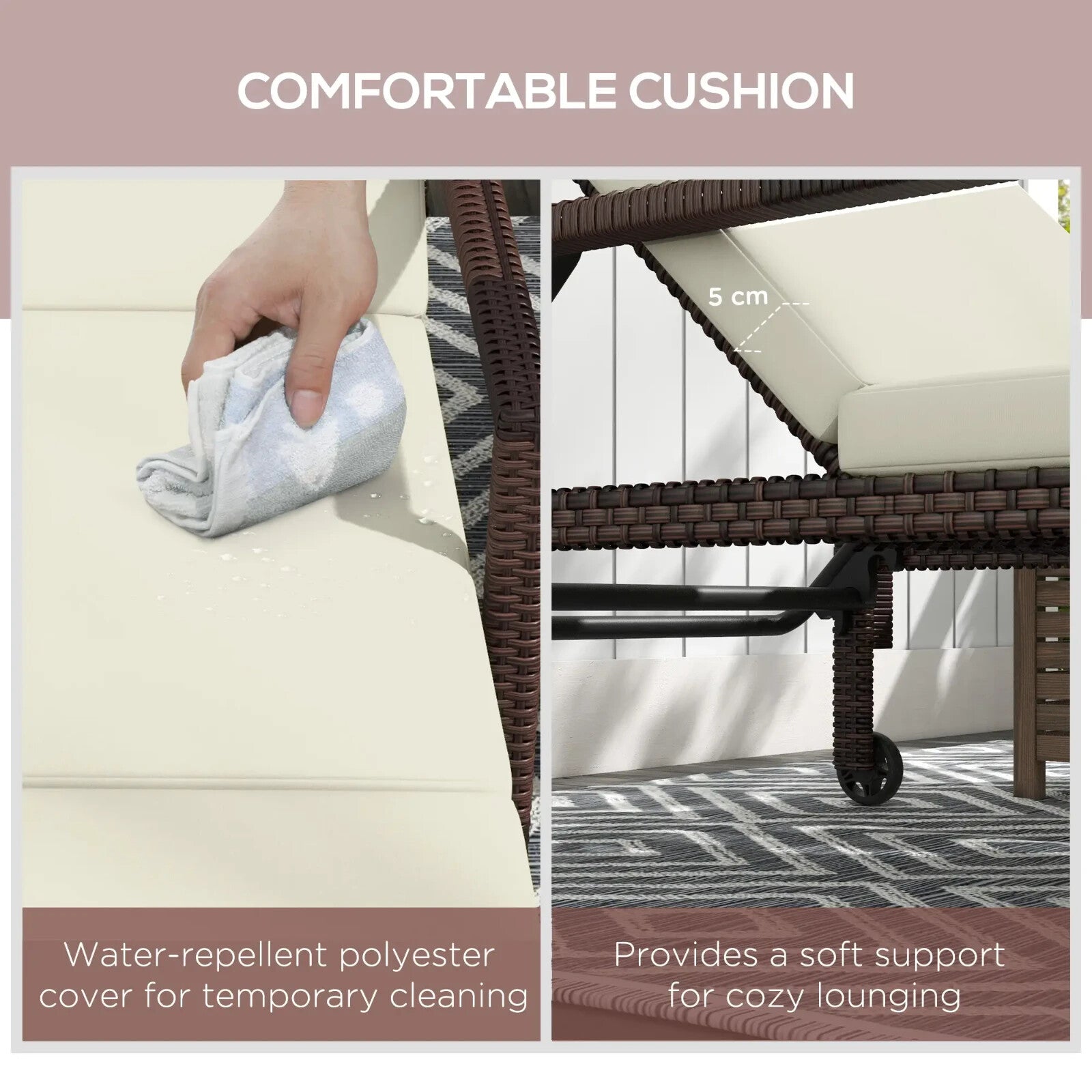 Rattan Sun Lounger Set of 2 Garden Recliner with 5 Level Adjustable Backrest - Home and Garden Furniture Shop - rustic - furniture