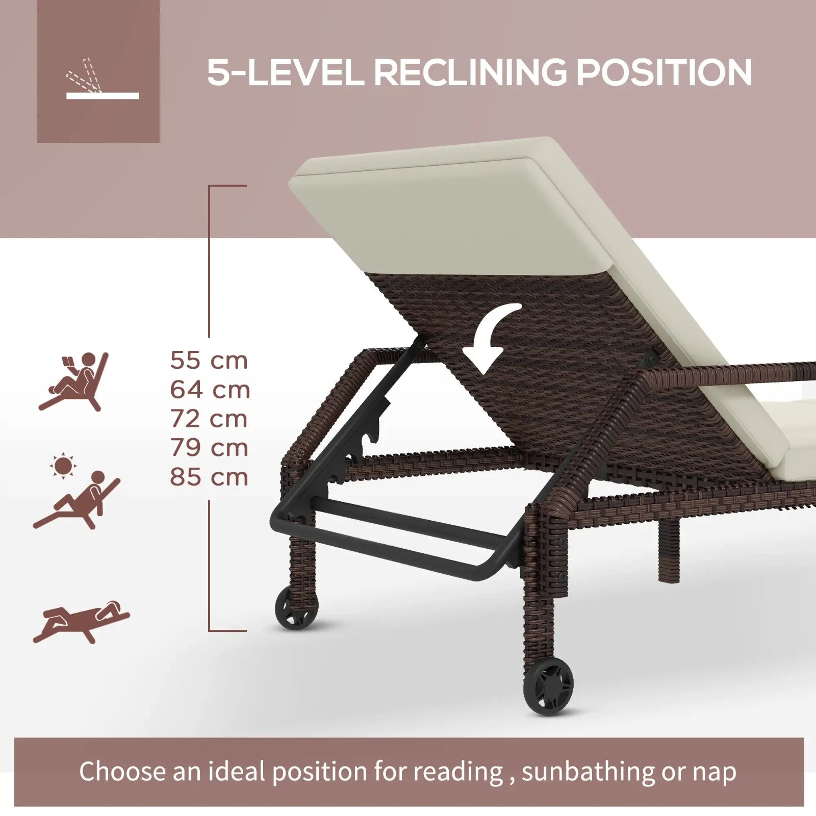 Rattan Sun Lounger Set of 2 Garden Recliner with 5 Level Adjustable Backrest - Home and Garden Furniture Shop - rustic - furniture