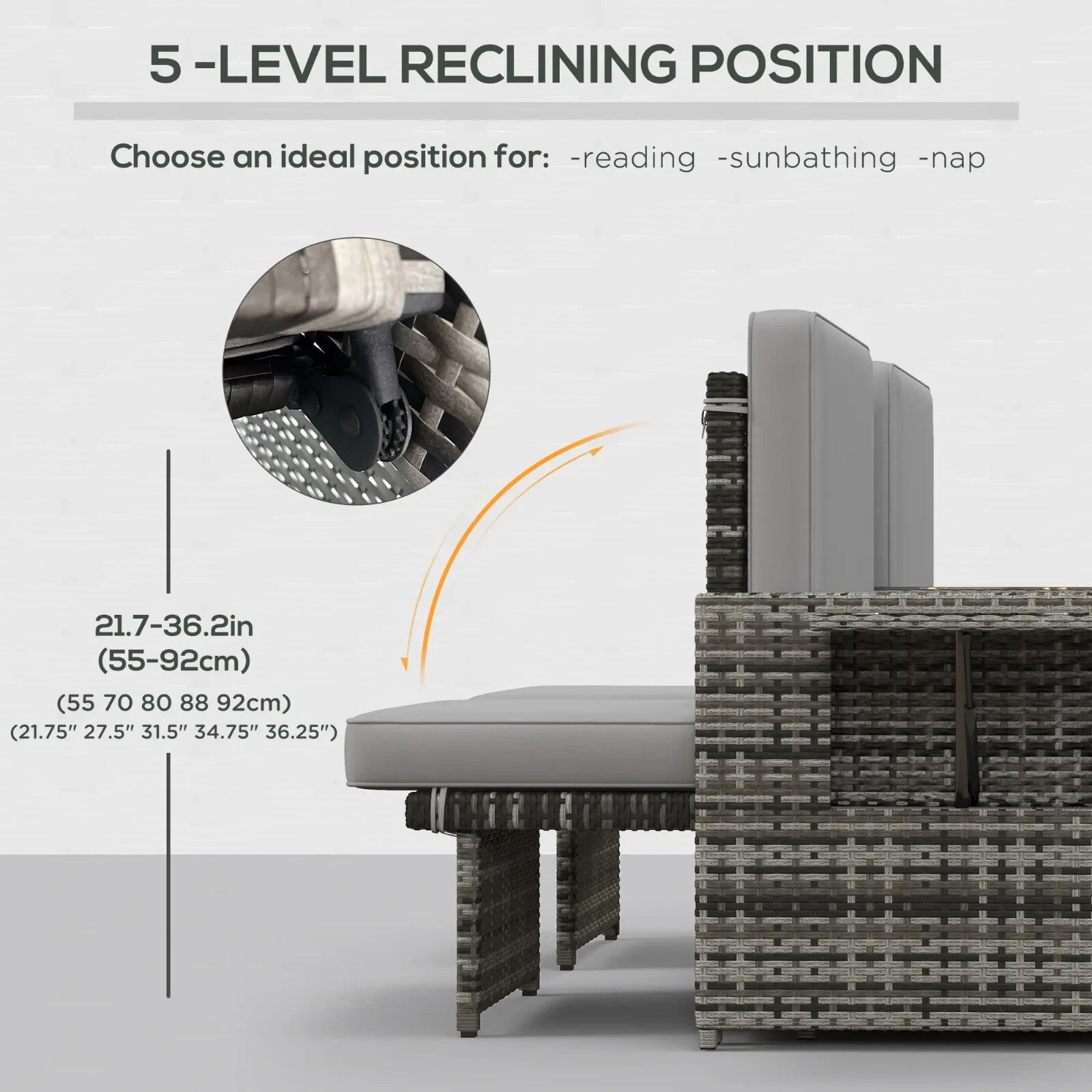 Rattan Sun Lounger w/ Storage Tea Table and Footstool Garden Outdoor Seating Set - Home and Garden Furniture Shop - rustic - furniture