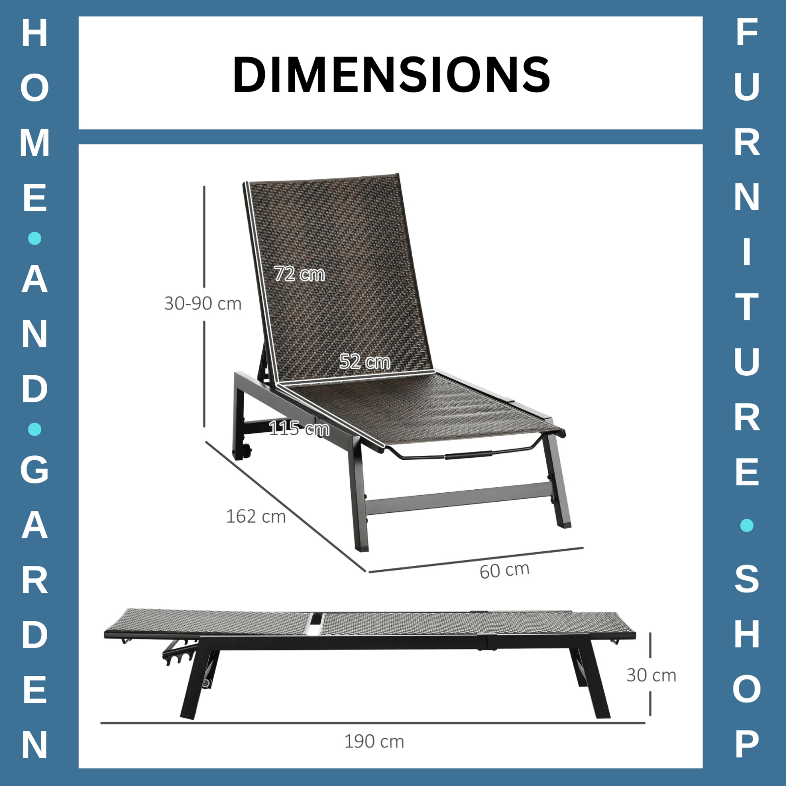 Rattan Sun Lounger with Wheels Garden Chaise Lounge Chair 5 Position Backrest - Home and Garden Furniture Shop - rustic - furniture