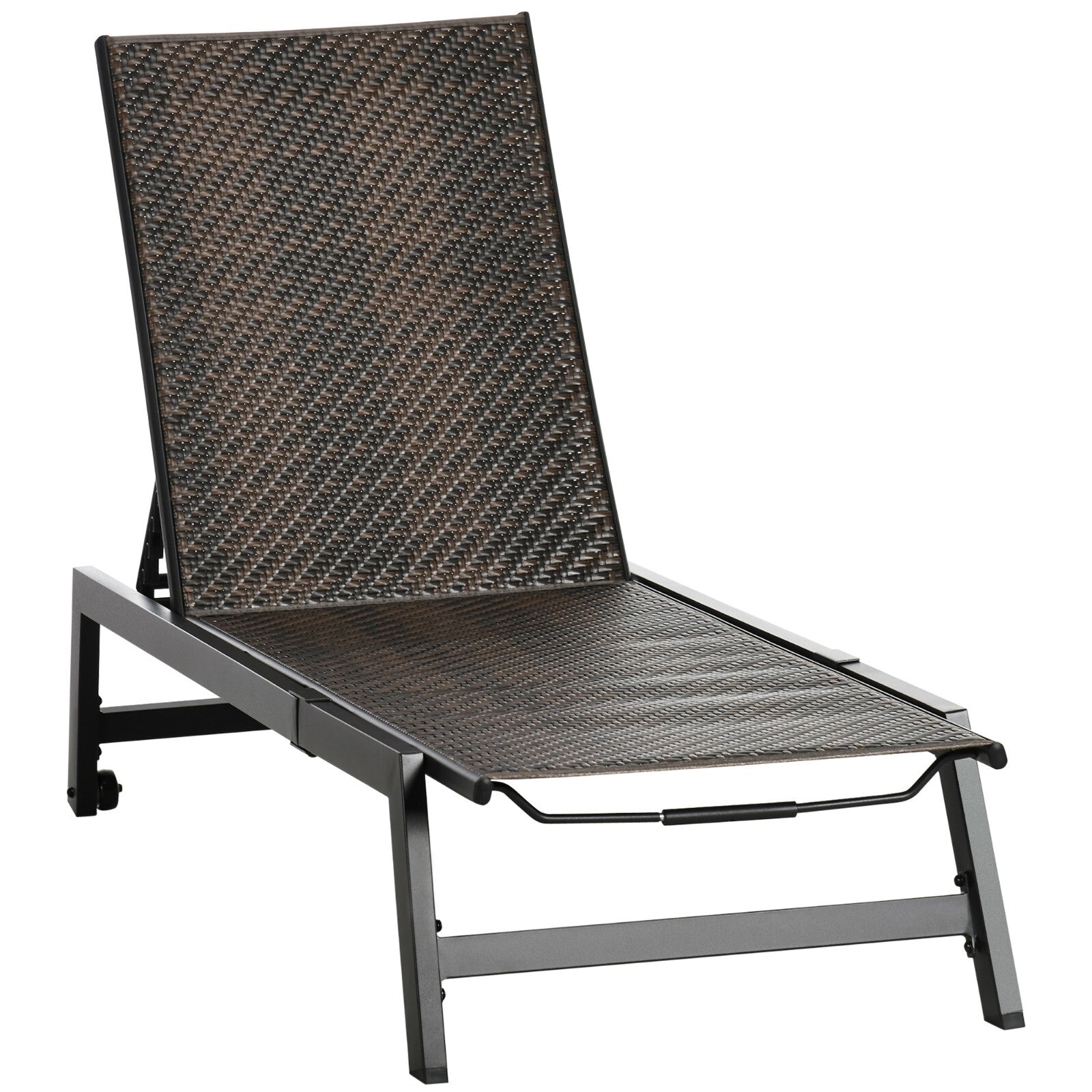 Rattan Sun Lounger with Wheels Garden Chaise Lounge Chair 5 Position Backrest - Home and Garden Furniture Shop - rustic - furniture