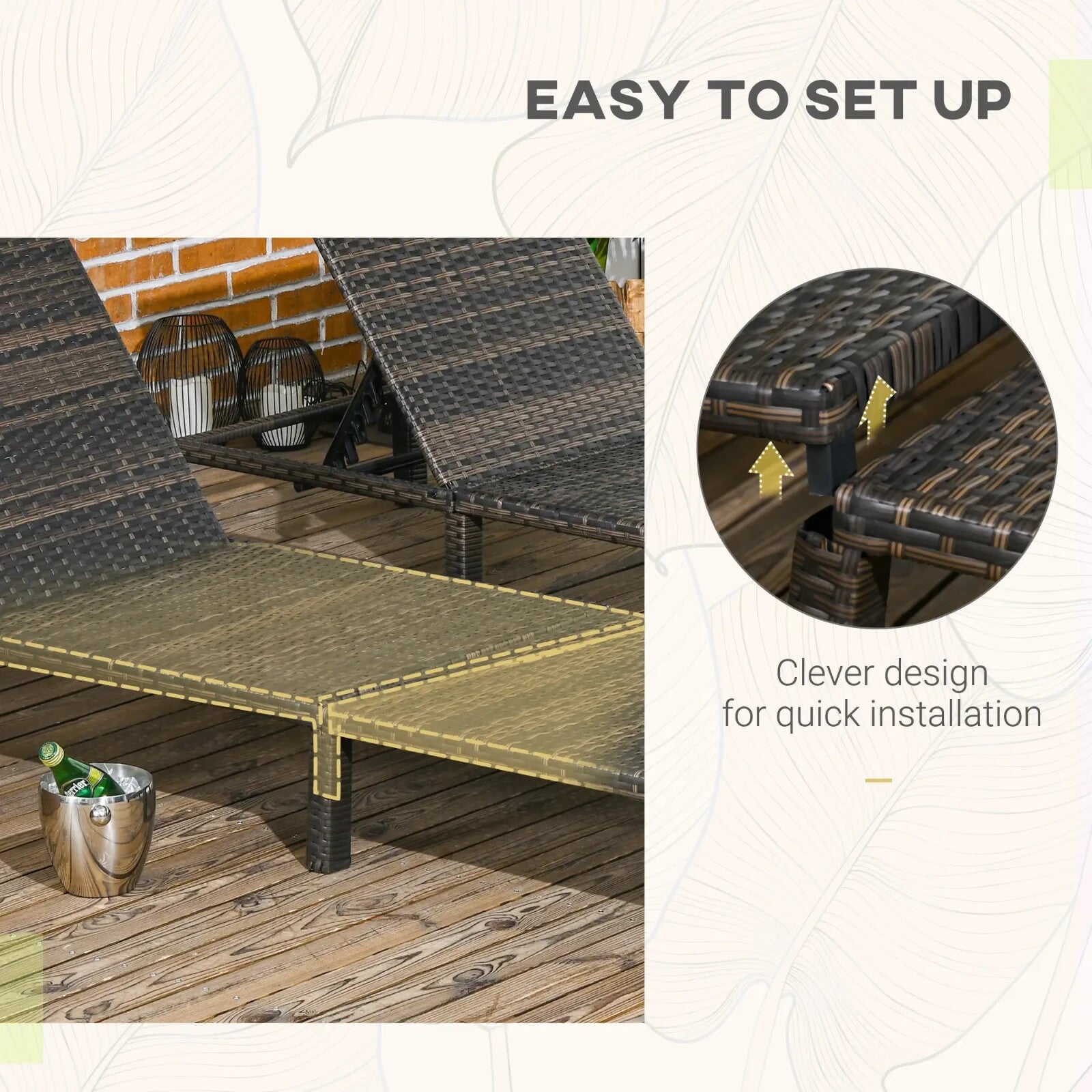 Rattan Sun Loungers Set Of 2 Adjustable Backrest Lounge Chairs With Cushions - Home and Garden Furniture Shop - rustic - furniture