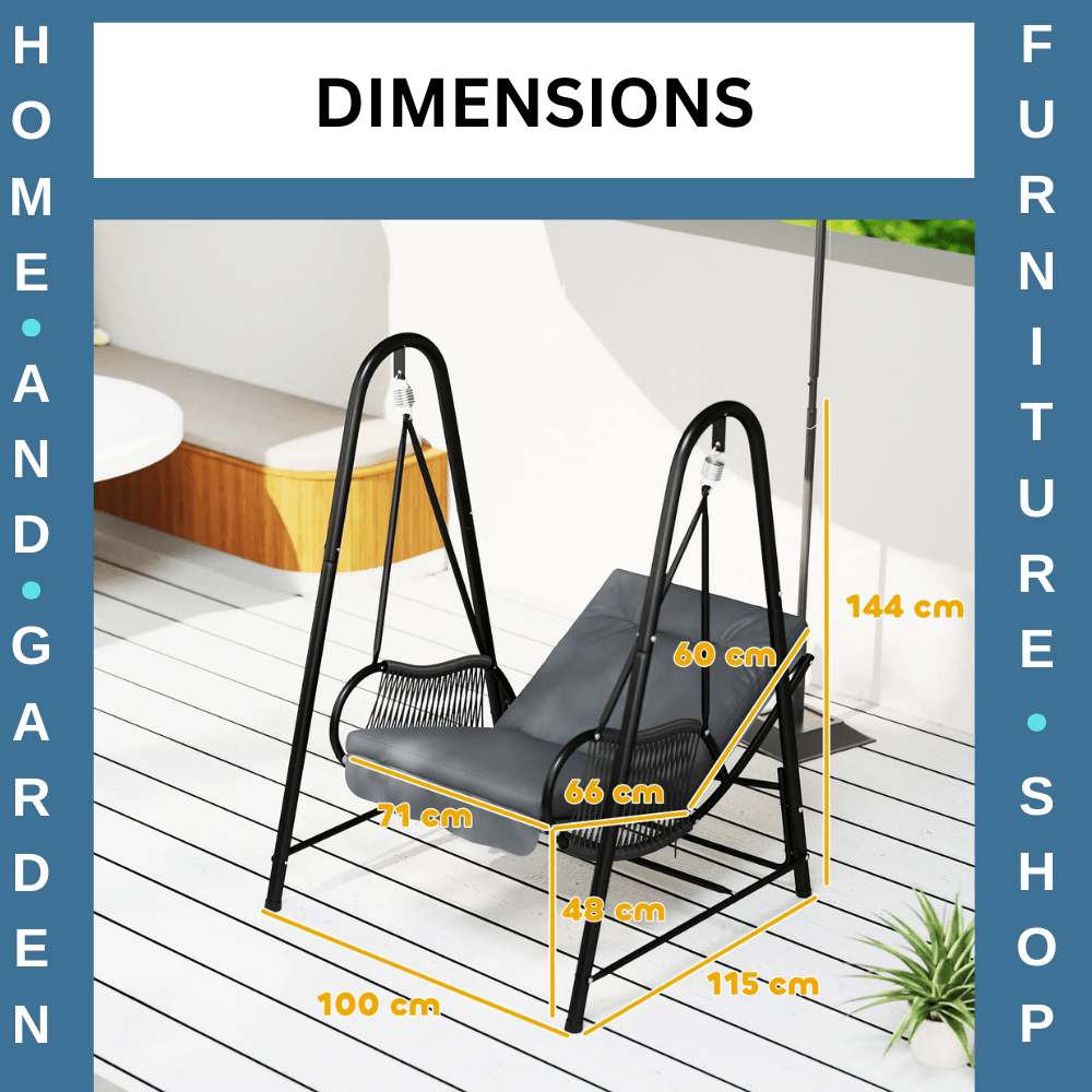 Rattan Swing Chair Outdoor Hanging Garden Seat with Stand & Cushion Patio Chair - Home and Garden Furniture Shop - #rustic - furniture#