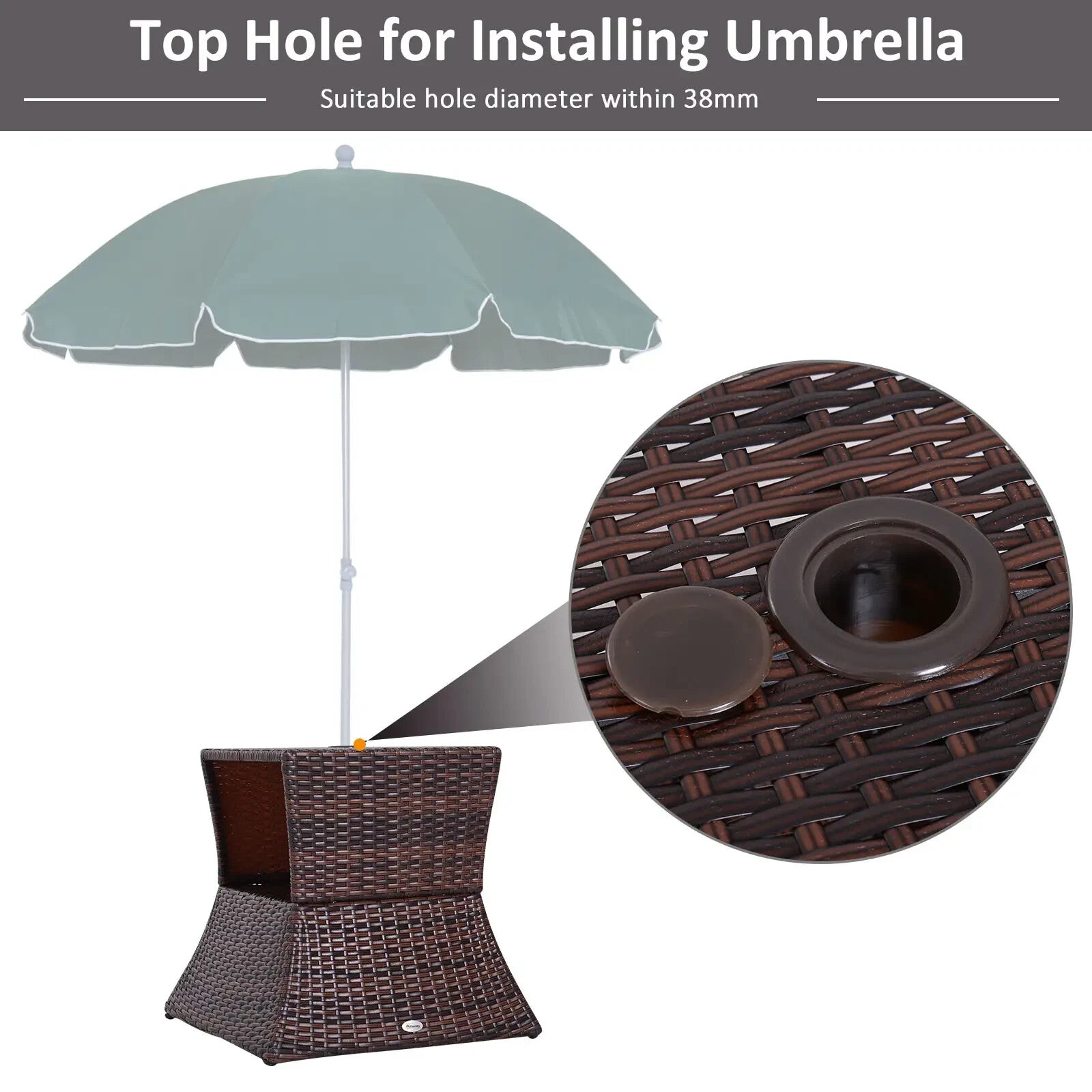 Rattan Wicker Coffee Table with Umbrella Hole and Storage Space for Garden - Home and Garden Furniture Shop - rustic - furniture
