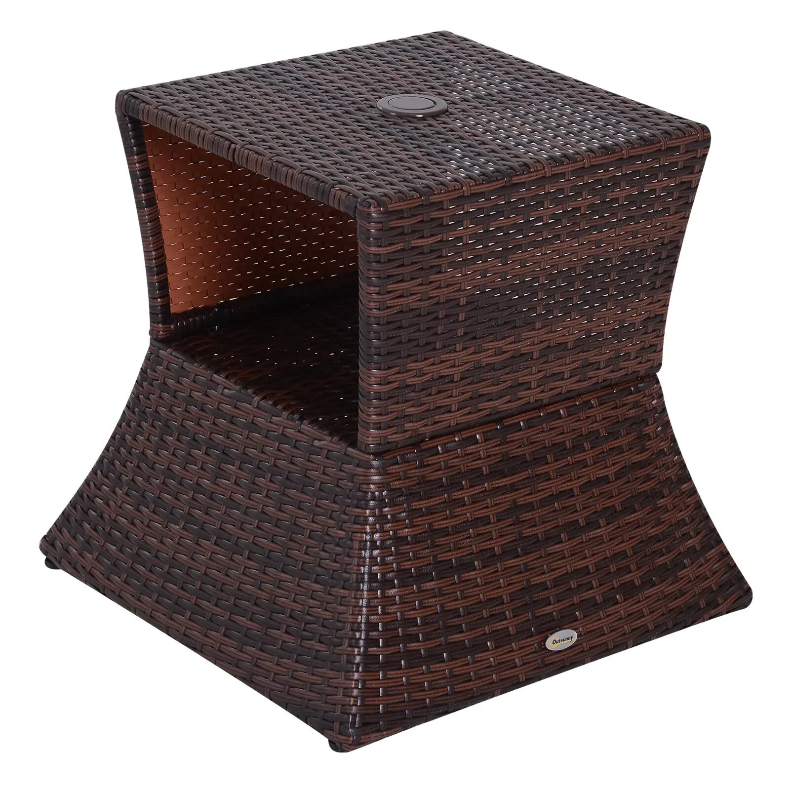 Rattan Wicker Coffee Table with Umbrella Hole and Storage Space for Garden - Home and Garden Furniture Shop - rustic - furniture
