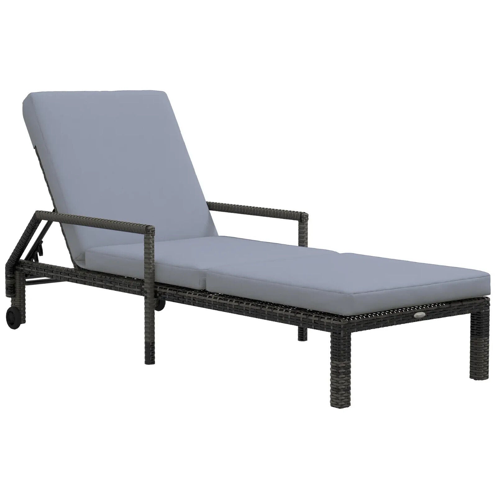 Rattan Wicker Sun Chaise Lounger Garden Chair With Adjustable Backrest And Wheel - Home and Garden Furniture Shop - #rustic - furniture#