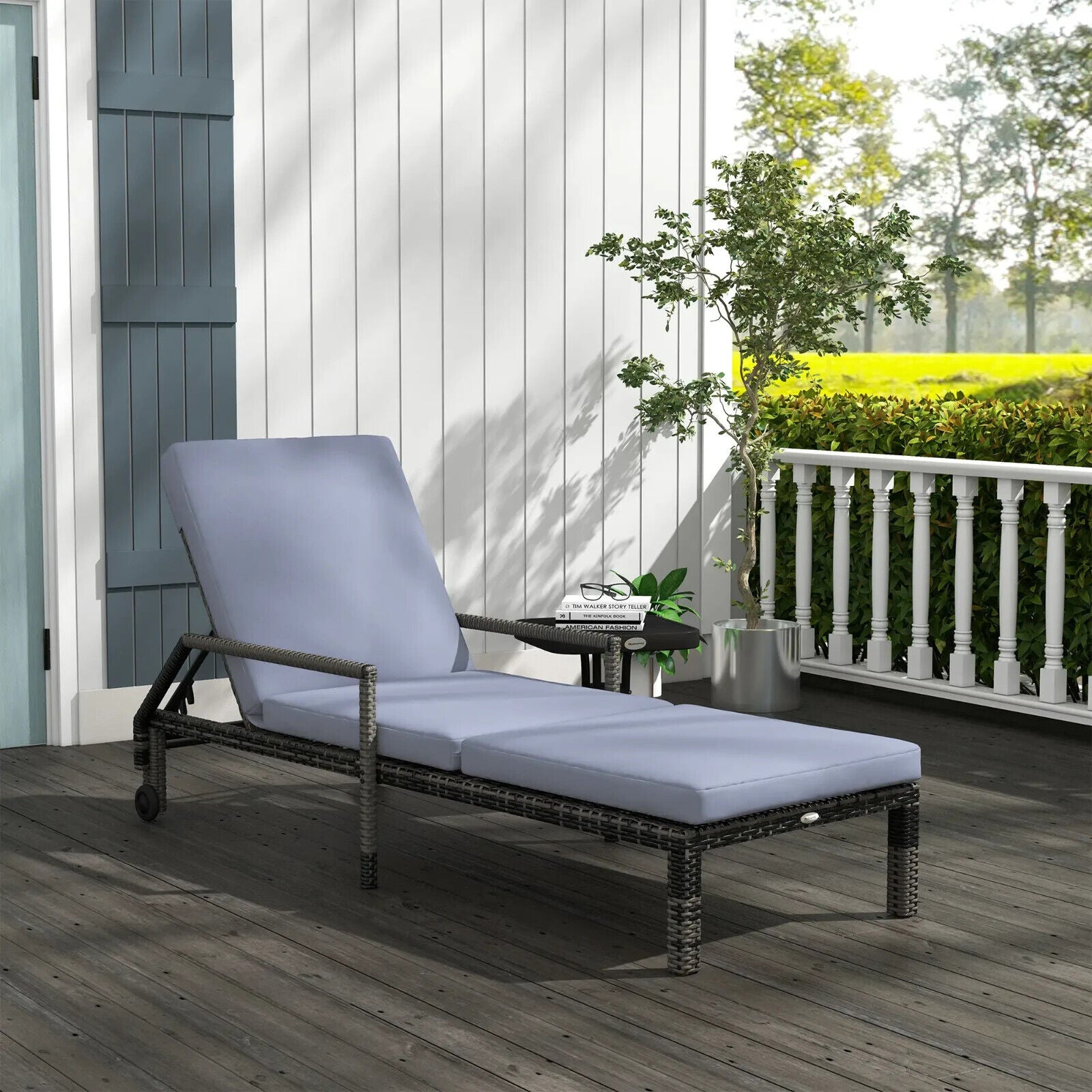 Rattan Wicker Sun Chaise Lounger Garden Chair With Adjustable Backrest And Wheel - Home and Garden Furniture Shop - #rustic - furniture#