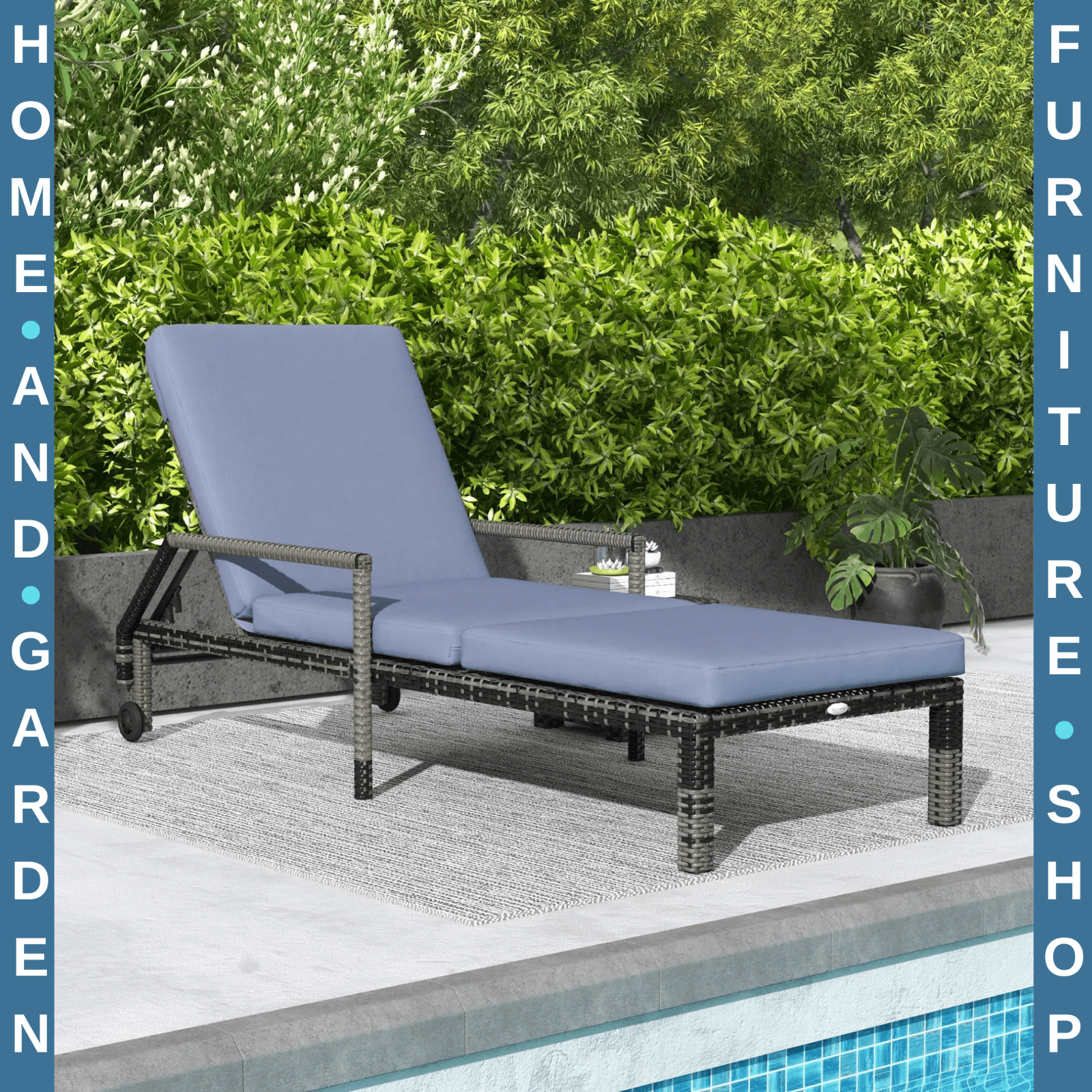 Rattan Wicker Sun Chaise Lounger Garden Chair With Adjustable Backrest And Wheel - Home and Garden Furniture Shop - #rustic - furniture#