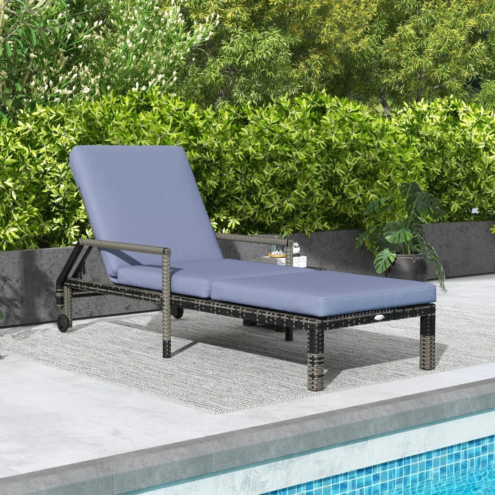 Rattan Wicker Sun Chaise Lounger Garden Chair With Adjustable Backrest And Wheel - Home and Garden Furniture Shop - #rustic - furniture#