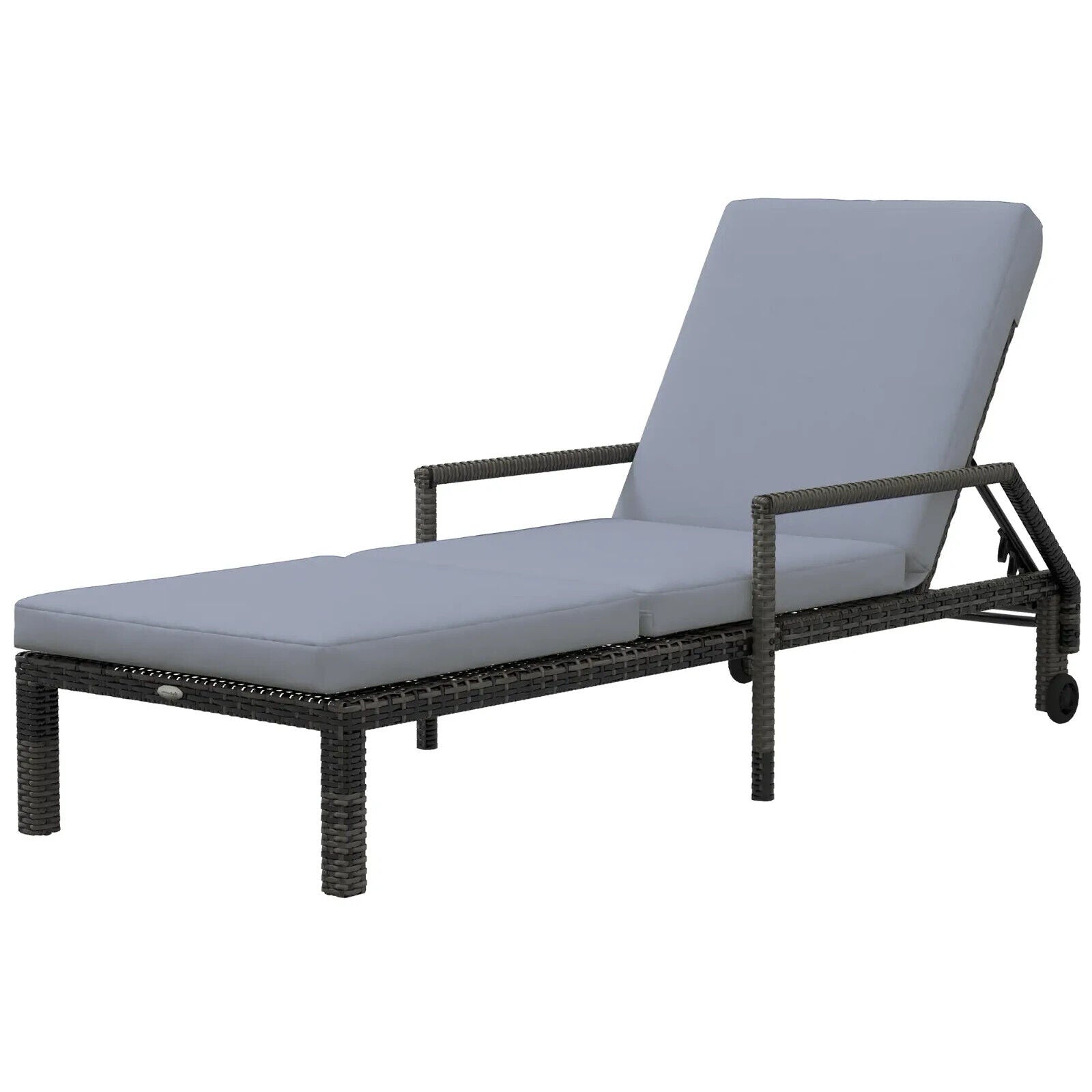 Rattan Wicker Sun Chaise Lounger Garden Chair With Adjustable Backrest And Wheel - Home and Garden Furniture Shop - #rustic - furniture#